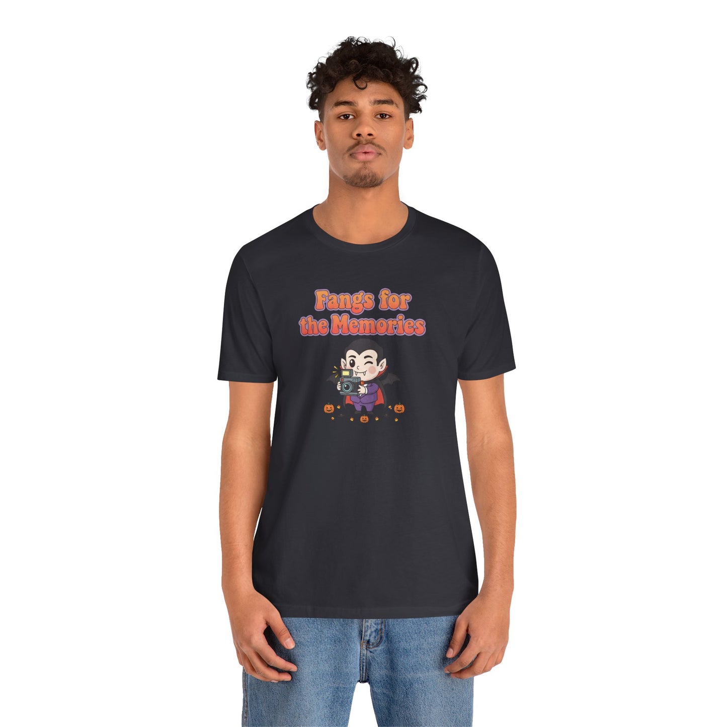 "Fangs for the Memories" Unisex Short Sleeve Shirt, Casual Halloween Outfit, Gift for Spooky Season, Halloween Shirt