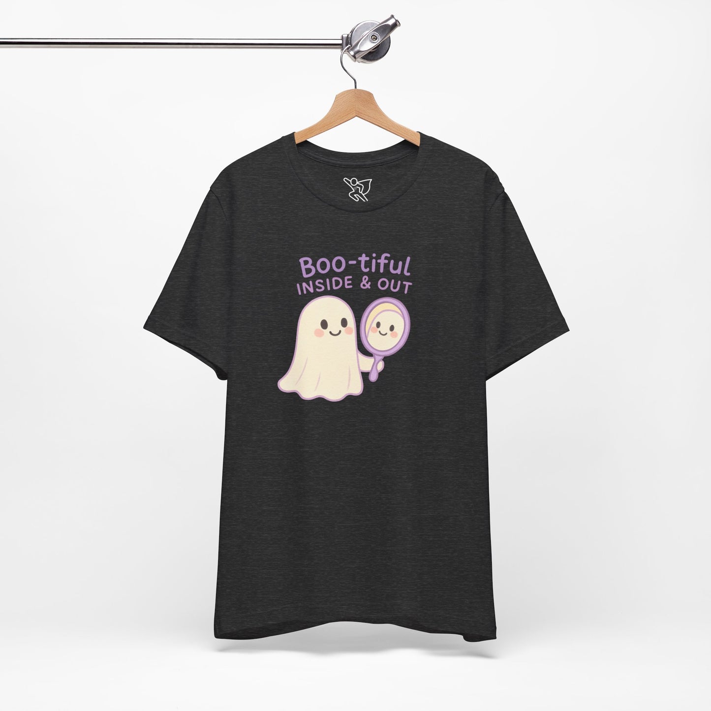 "Boo-tiful Inside Out" Ghost Tee, Cute Halloween Shirt, Unisex Short Sleeve T-Shirt, Fall Apparel, Spooky Vibes, Gift for Halloween Lovers