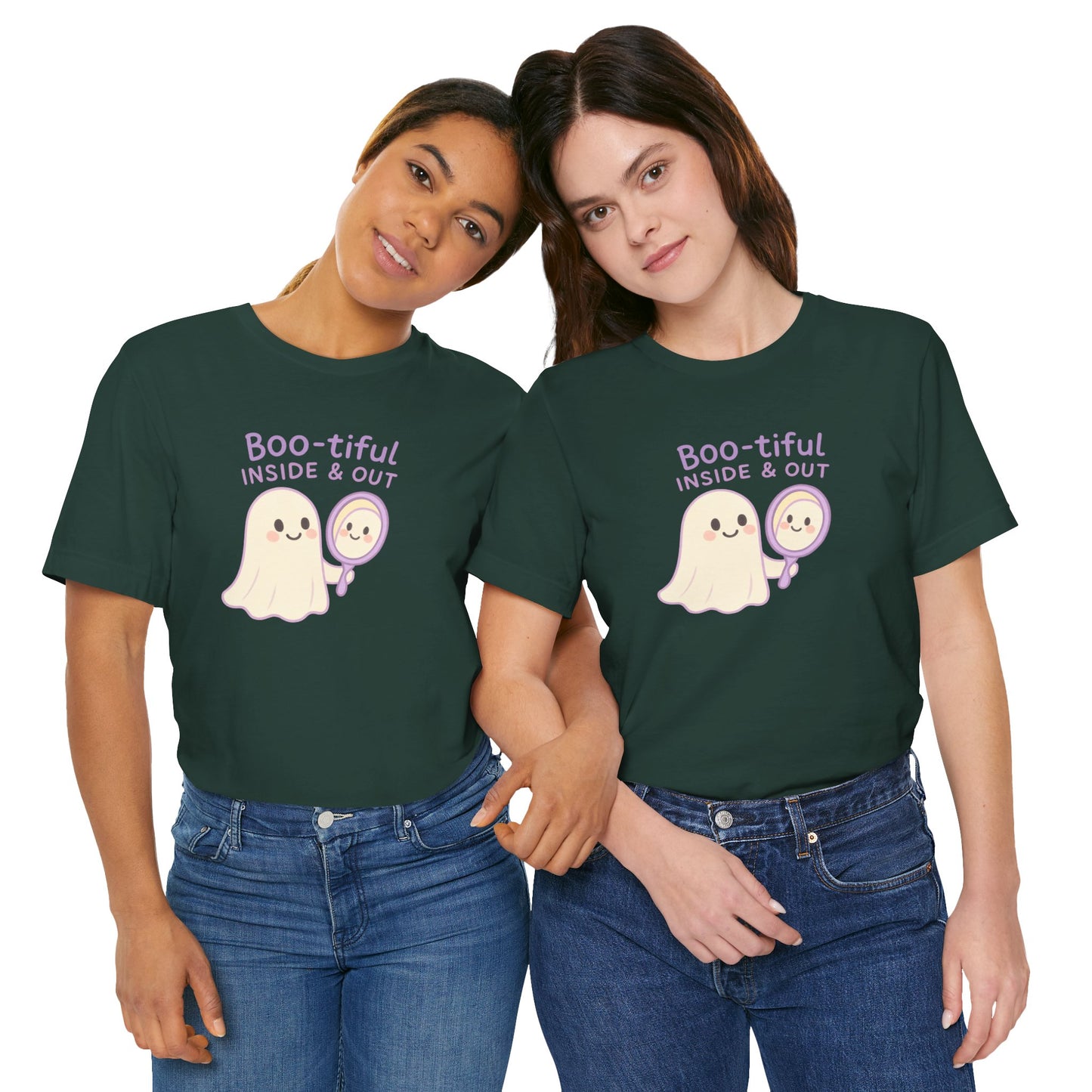 "Boo-tiful Inside Out" Ghost Tee, Cute Halloween Shirt, Unisex Short Sleeve T-Shirt, Fall Apparel, Spooky Vibes, Gift for Halloween Lovers