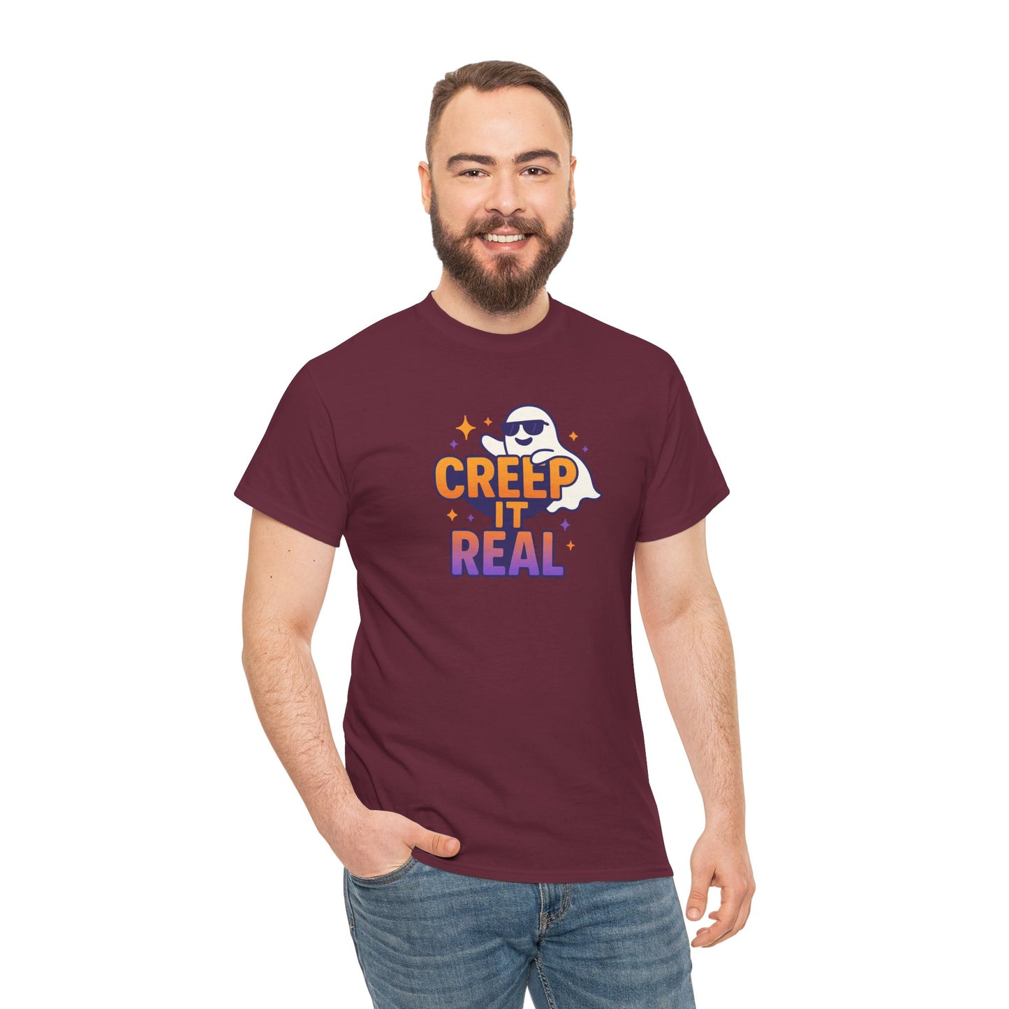 "Creep It Real" Halloween Humor Unisex Graphic Shirt, Ghost Lover Gift, Spooky Season Apparel, Funny Halloween T-Shirt