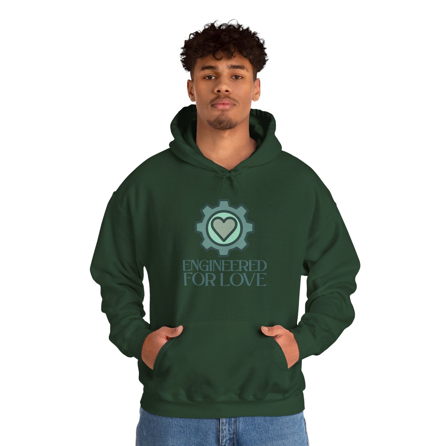 "Engineered for Love" Hoodie Cozy Unisex Sweatshirt, Perfect Gift for Engineers, Valentine's Day, Casual Wear, Birthday Present CW-1 Teal