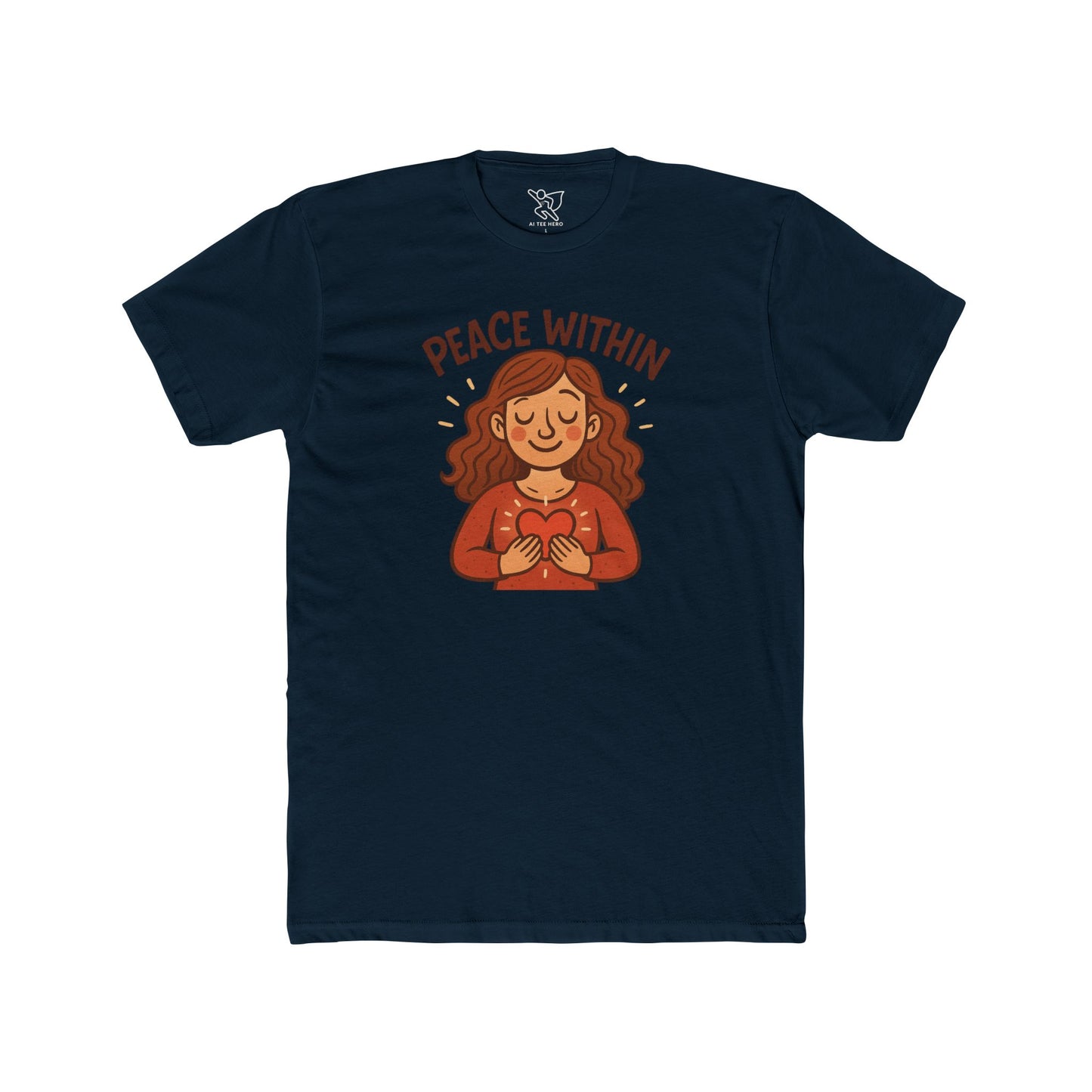 "Peace Within" Unisex Cotton Crew Tee, Relaxed Shirt, Mindfulness Apparel, Gift for Yoga Lovers, Inspirational Clothing - MINDSet Collection
