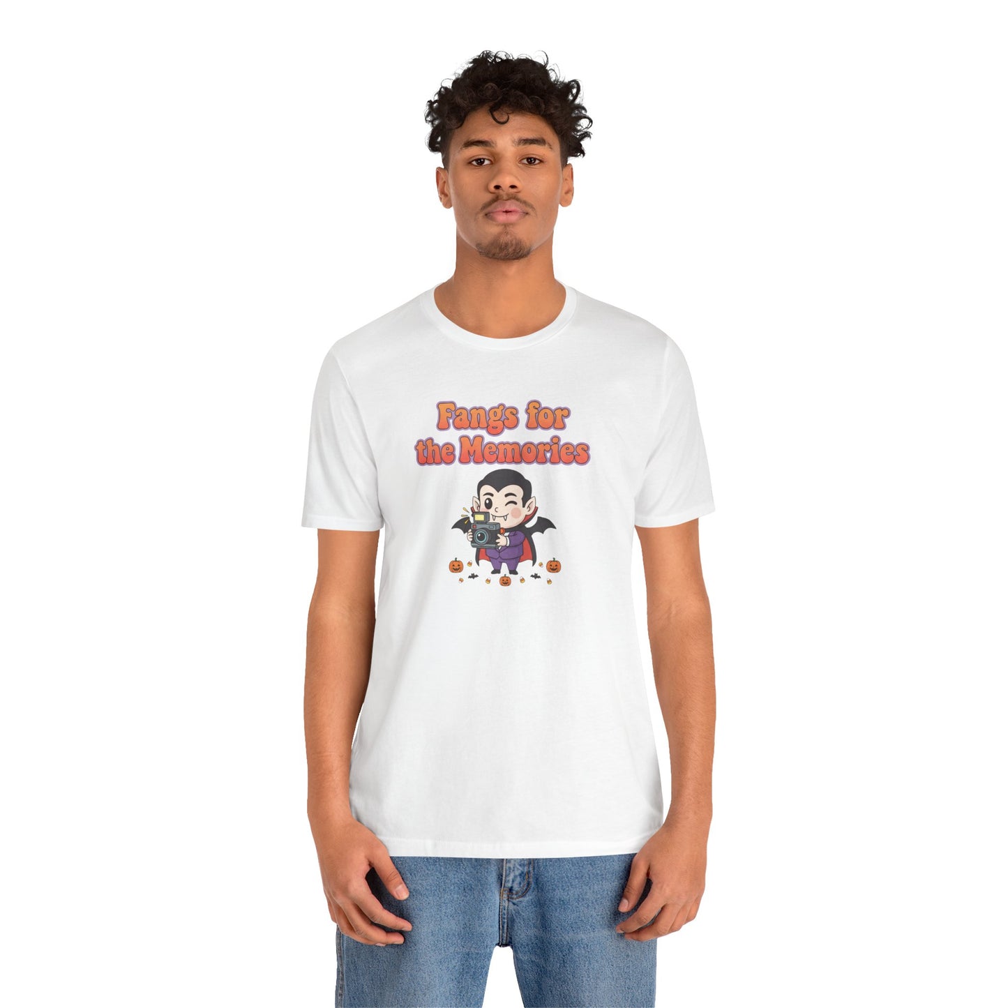 "Fangs for the Memories" Unisex Short Sleeve Shirt, Casual Halloween Outfit, Gift for Spooky Season, Halloween Shirt