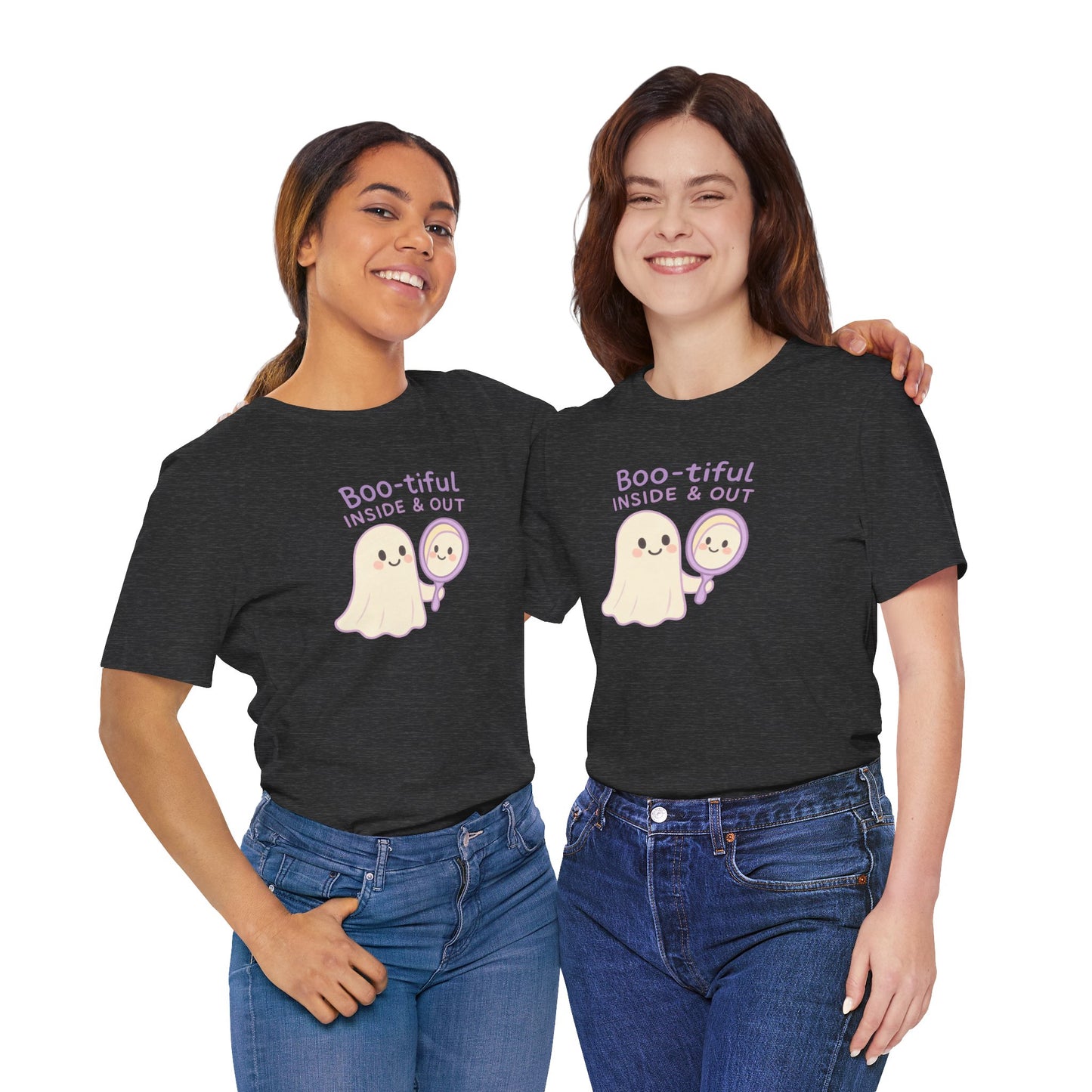 "Boo-tiful Inside Out" Ghost Tee, Cute Halloween Shirt, Unisex Short Sleeve T-Shirt, Fall Apparel, Spooky Vibes, Gift for Halloween Lovers