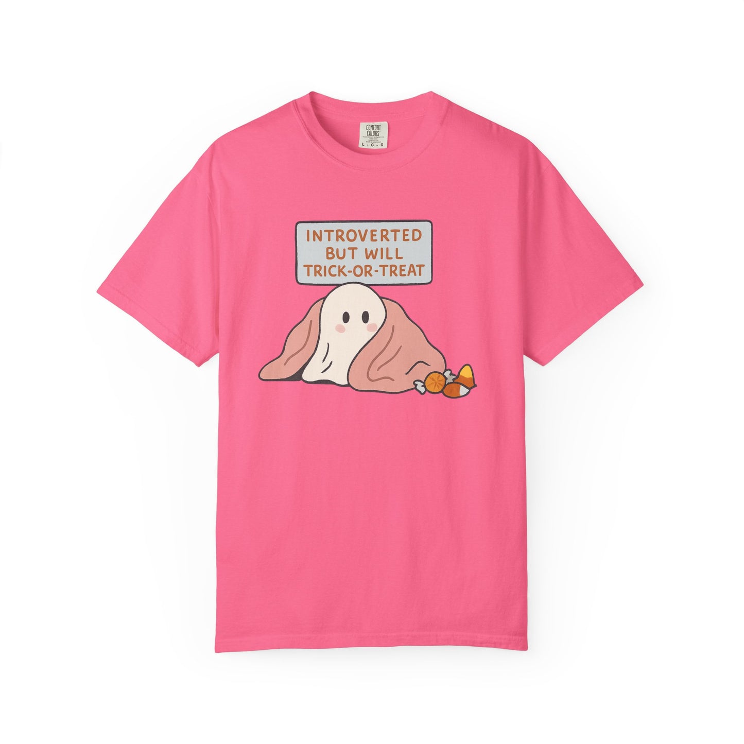"Introverted But Will Trick or Treat" Unisex Halloween Tee, Funny Trick-or-Treat Shirt, Spooky Season Apparel, Gift for Introverts