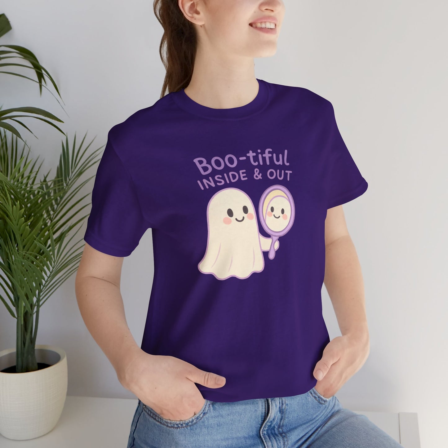 "Boo-tiful Inside Out" Ghost Tee, Cute Halloween Shirt, Unisex Short Sleeve T-Shirt, Fall Apparel, Spooky Vibes, Gift for Halloween Lovers