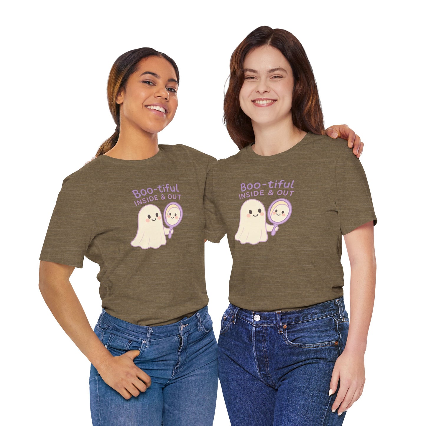 "Boo-tiful Inside Out" Ghost Tee, Cute Halloween Shirt, Unisex Short Sleeve T-Shirt, Fall Apparel, Spooky Vibes, Gift for Halloween Lovers