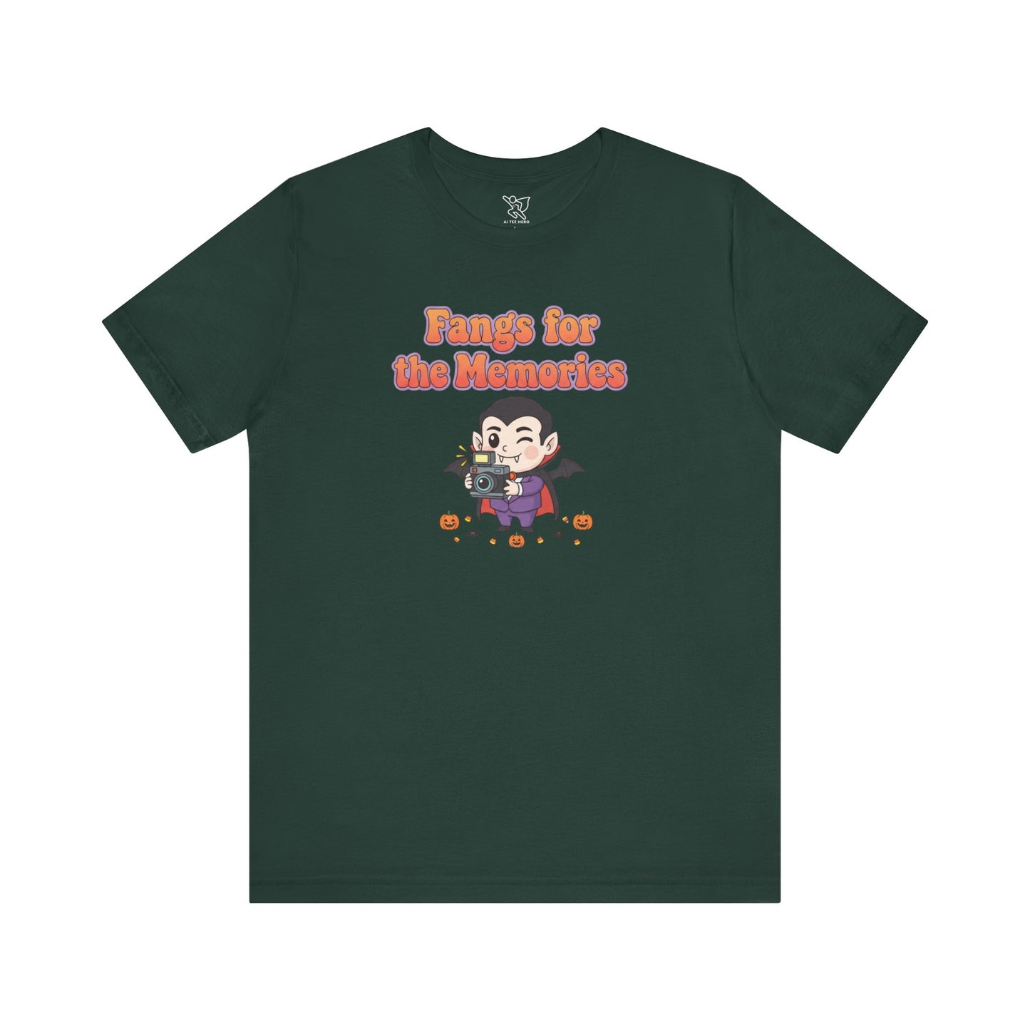 "Fangs for the Memories" Unisex Short Sleeve Shirt, Casual Halloween Outfit, Gift for Spooky Season, Halloween Shirt