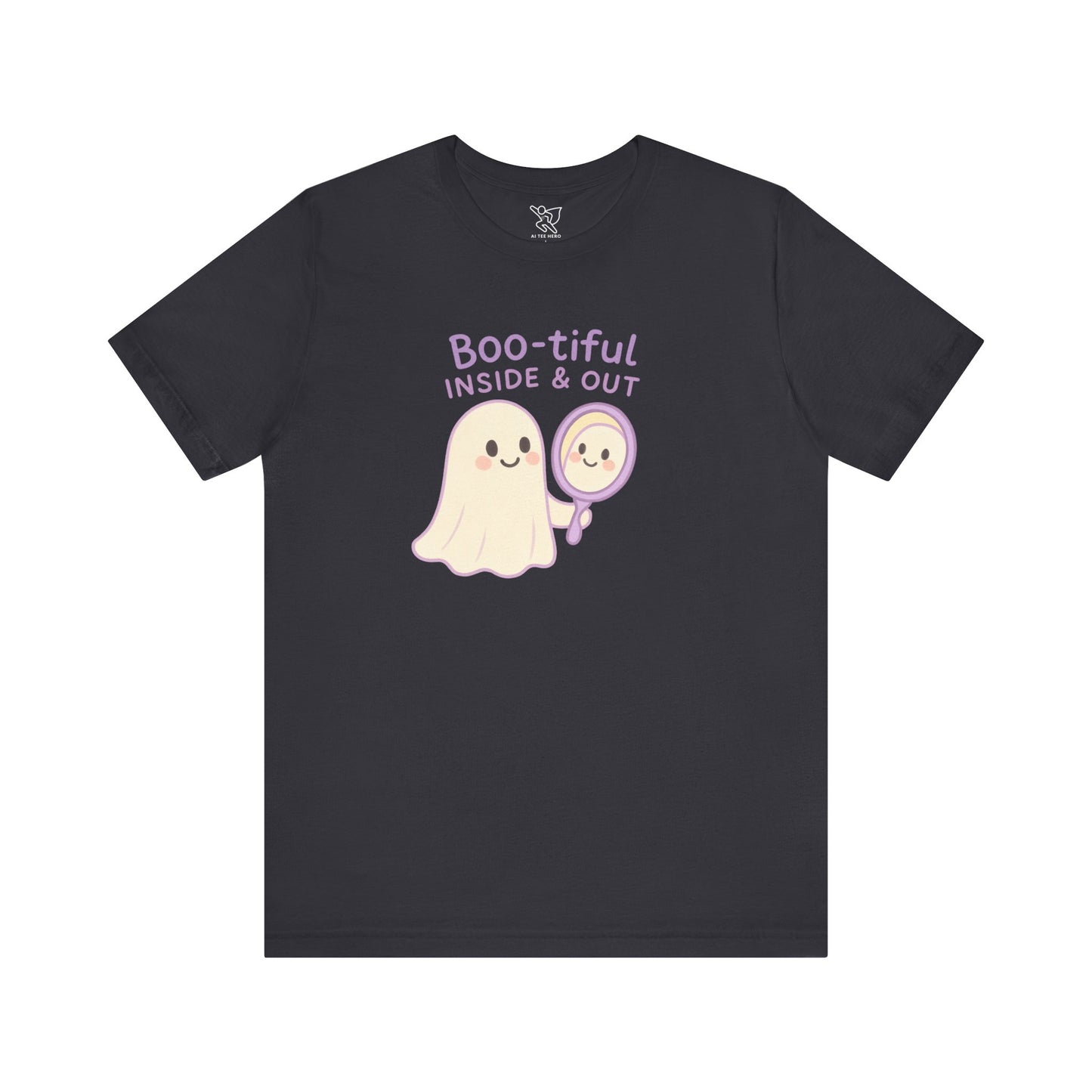 "Boo-tiful Inside Out" Ghost Tee, Cute Halloween Shirt, Unisex Short Sleeve T-Shirt, Fall Apparel, Spooky Vibes, Gift for Halloween Lovers