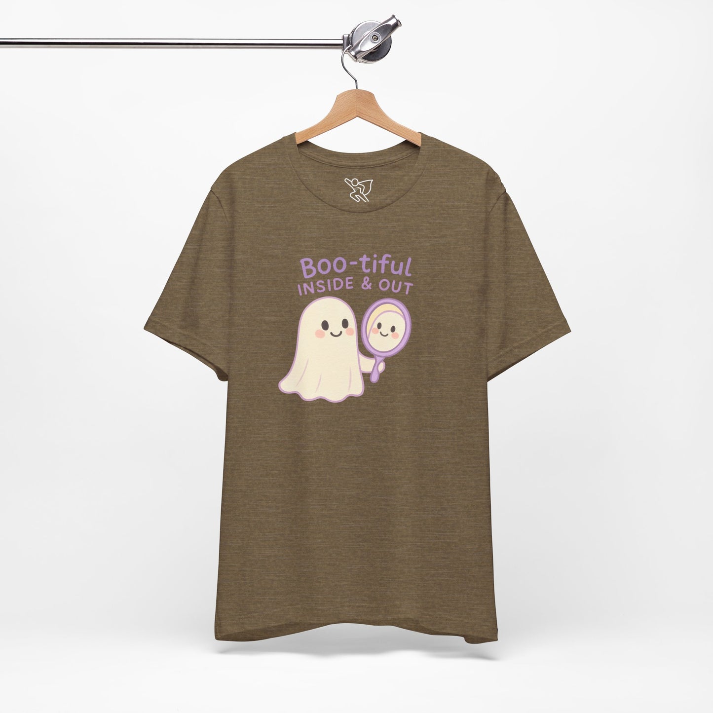 "Boo-tiful Inside Out" Ghost Tee, Cute Halloween Shirt, Unisex Short Sleeve T-Shirt, Fall Apparel, Spooky Vibes, Gift for Halloween Lovers