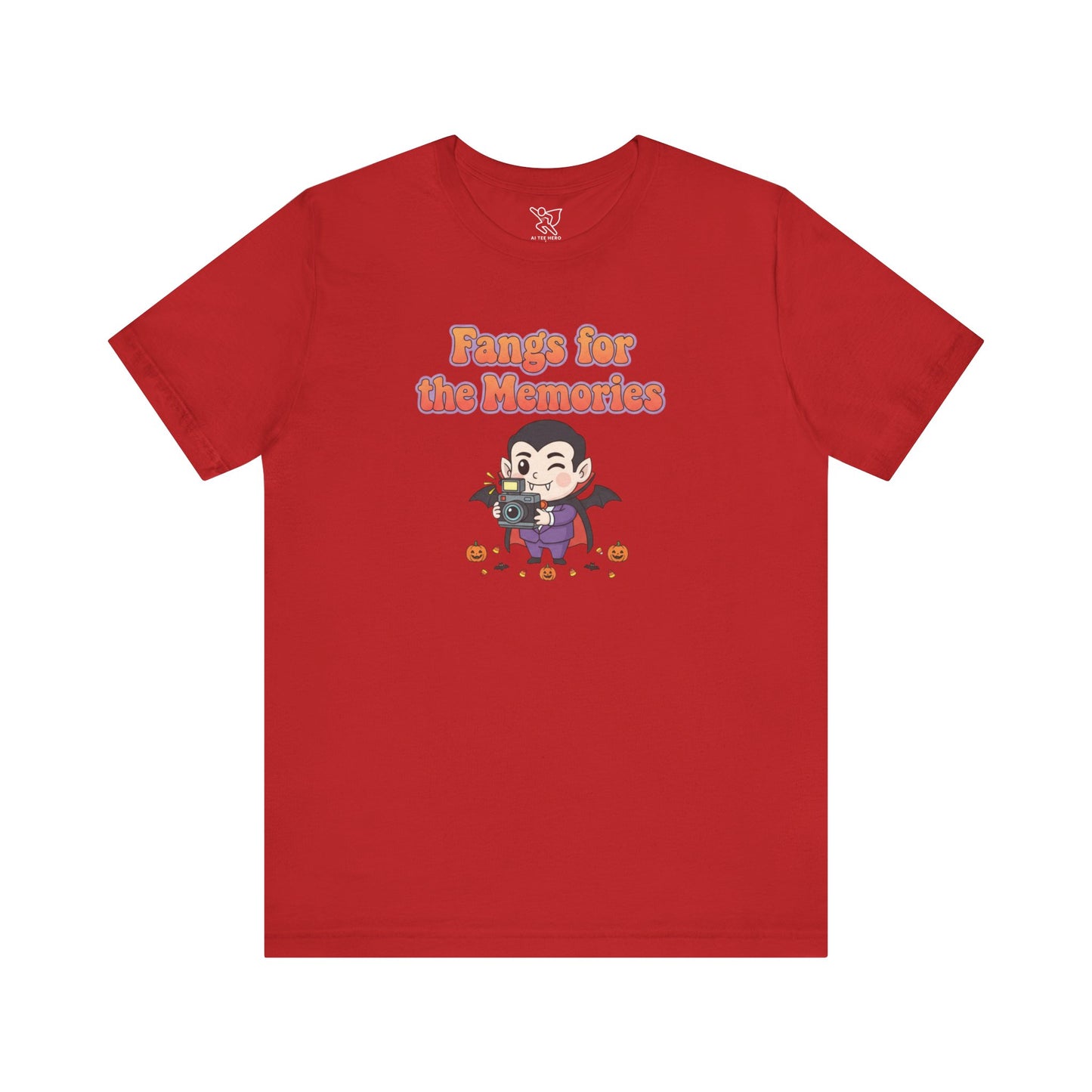 "Fangs for the Memories" Unisex Short Sleeve Shirt, Casual Halloween Outfit, Gift for Spooky Season, Halloween Shirt