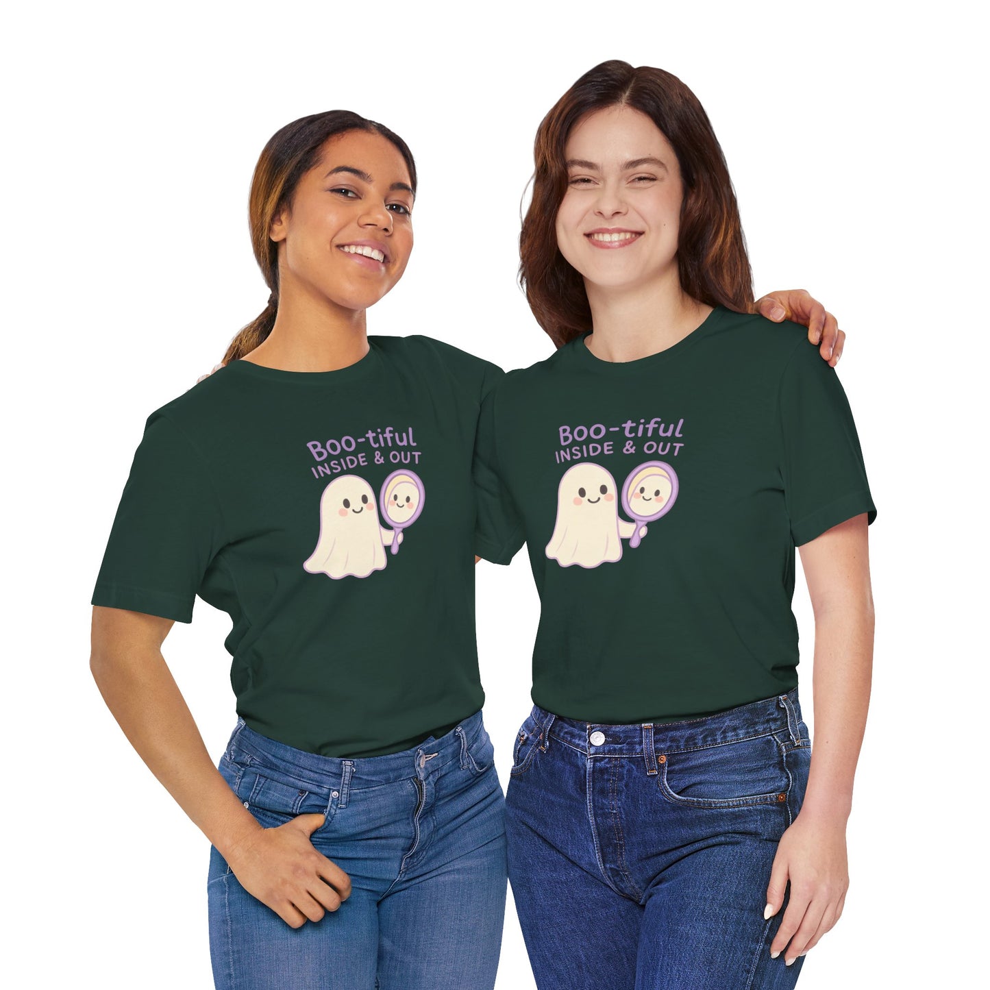 "Boo-tiful Inside Out" Ghost Tee, Cute Halloween Shirt, Unisex Short Sleeve T-Shirt, Fall Apparel, Spooky Vibes, Gift for Halloween Lovers