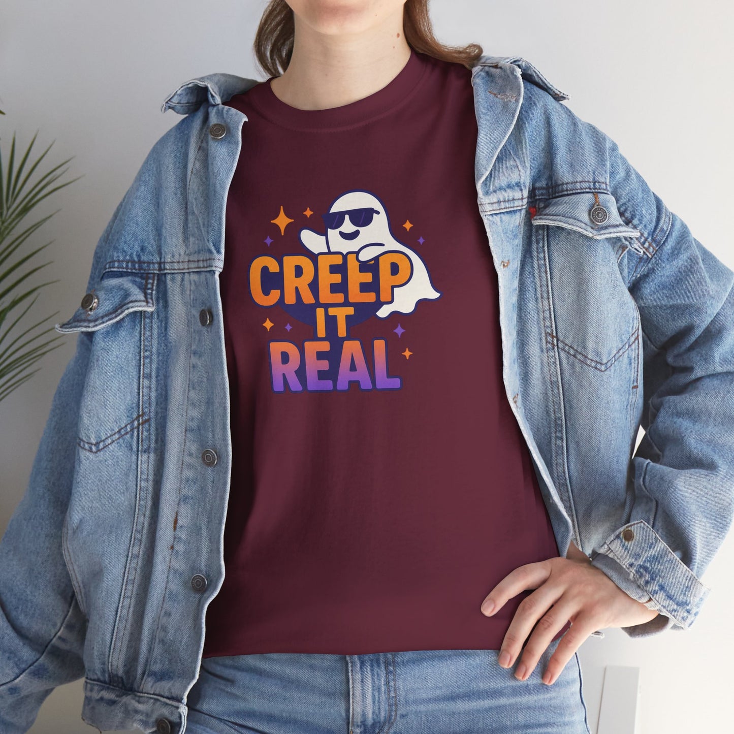 "Creep It Real" Halloween Humor Unisex Graphic Shirt, Ghost Lover Gift, Spooky Season Apparel, Funny Halloween T-Shirt