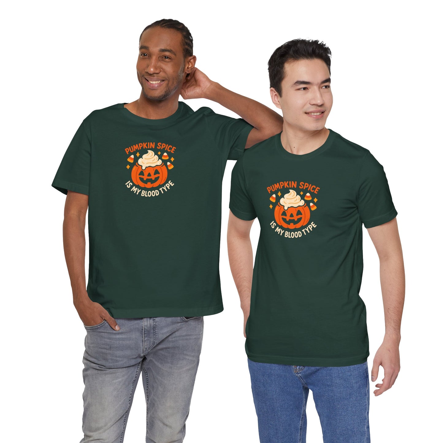 "Pumpkin Spice is My Blood Type" Short Sleeve Tee Fall Fashion, Halloween Shirt, Coffee Lover Gift, Autumn Wardrobe, Seasonal Tee