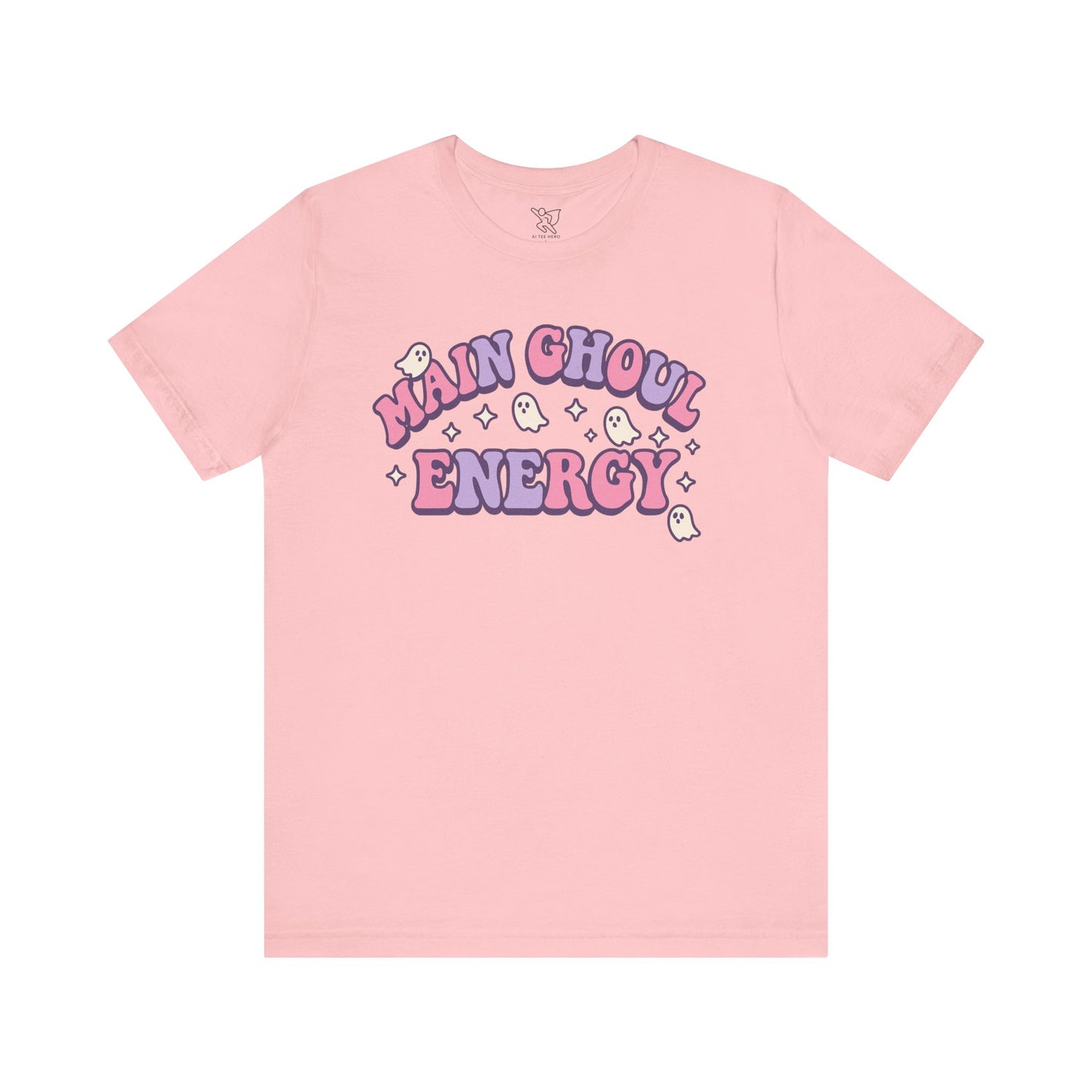 "Main Ghoul Energy" Unisex Short Sleeve T-Shirt, Halloween Party Shirt, Cute Graphic Tee, Gift for Ghost Lovers, Trendy Casual Wear