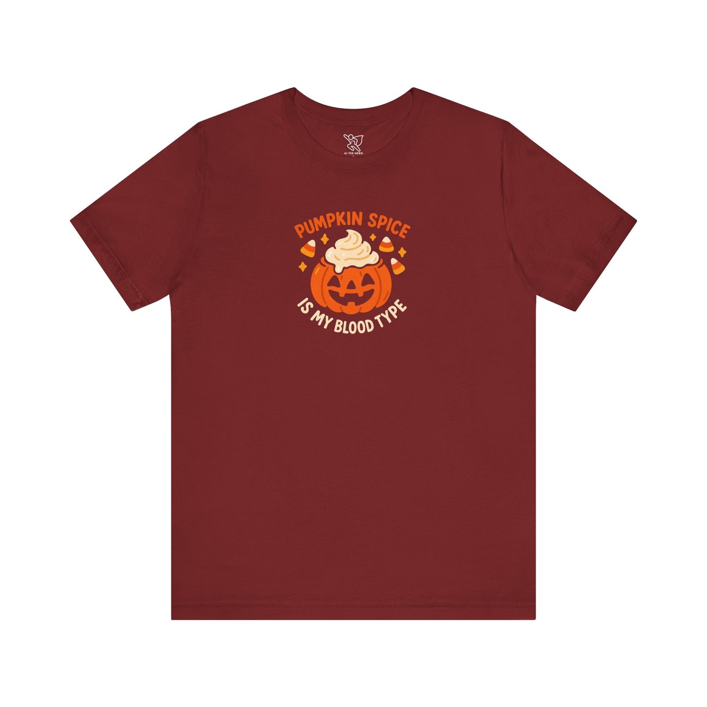 "Pumpkin Spice is My Blood Type" Short Sleeve Tee Fall Fashion, Halloween Shirt, Coffee Lover Gift, Autumn Wardrobe, Seasonal Tee