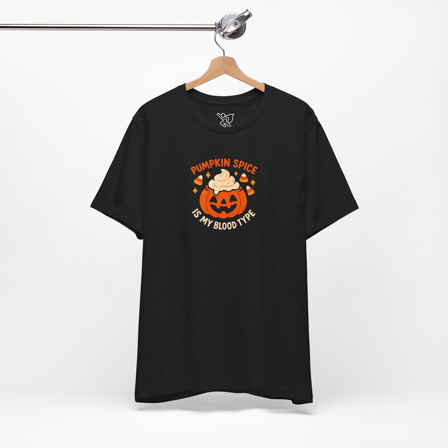 "Pumpkin Spice is My Blood Type" Short Sleeve Tee Fall Fashion, Halloween Shirt, Coffee Lover Gift, Autumn Wardrobe, Seasonal Tee
