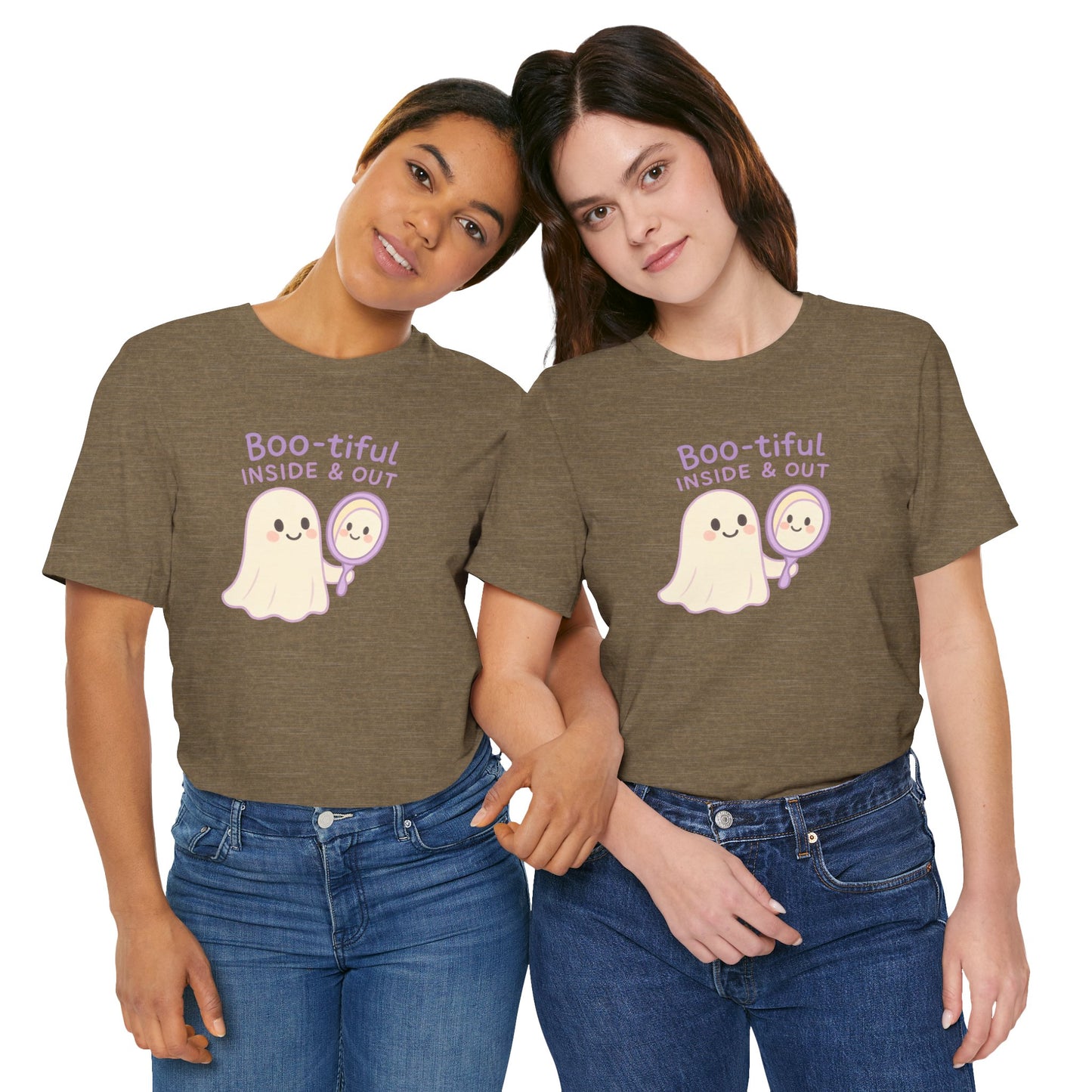 "Boo-tiful Inside Out" Ghost Tee, Cute Halloween Shirt, Unisex Short Sleeve T-Shirt, Fall Apparel, Spooky Vibes, Gift for Halloween Lovers