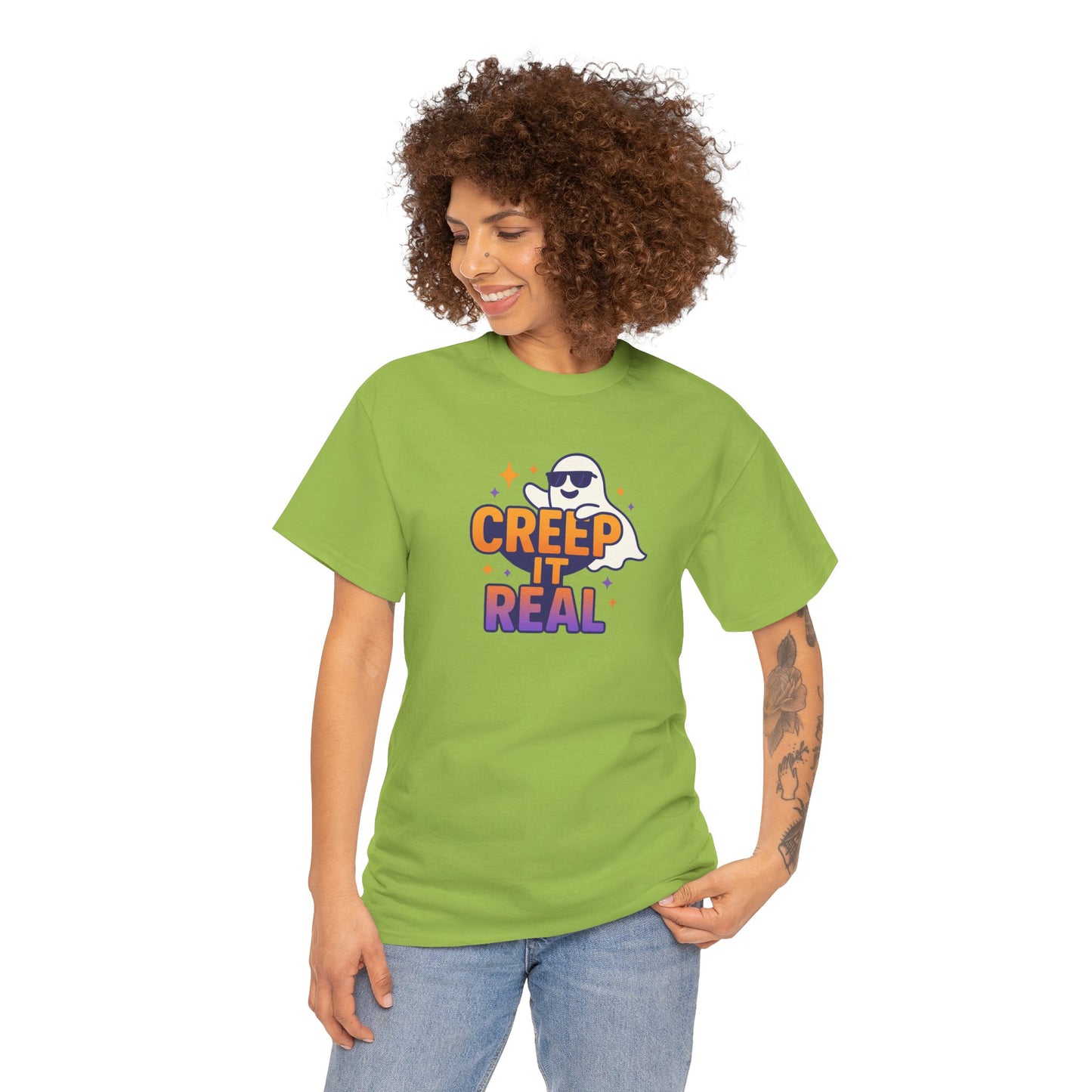 "Creep It Real" Halloween Humor Unisex Graphic Shirt, Ghost Lover Gift, Spooky Season Apparel, Funny Halloween T-Shirt