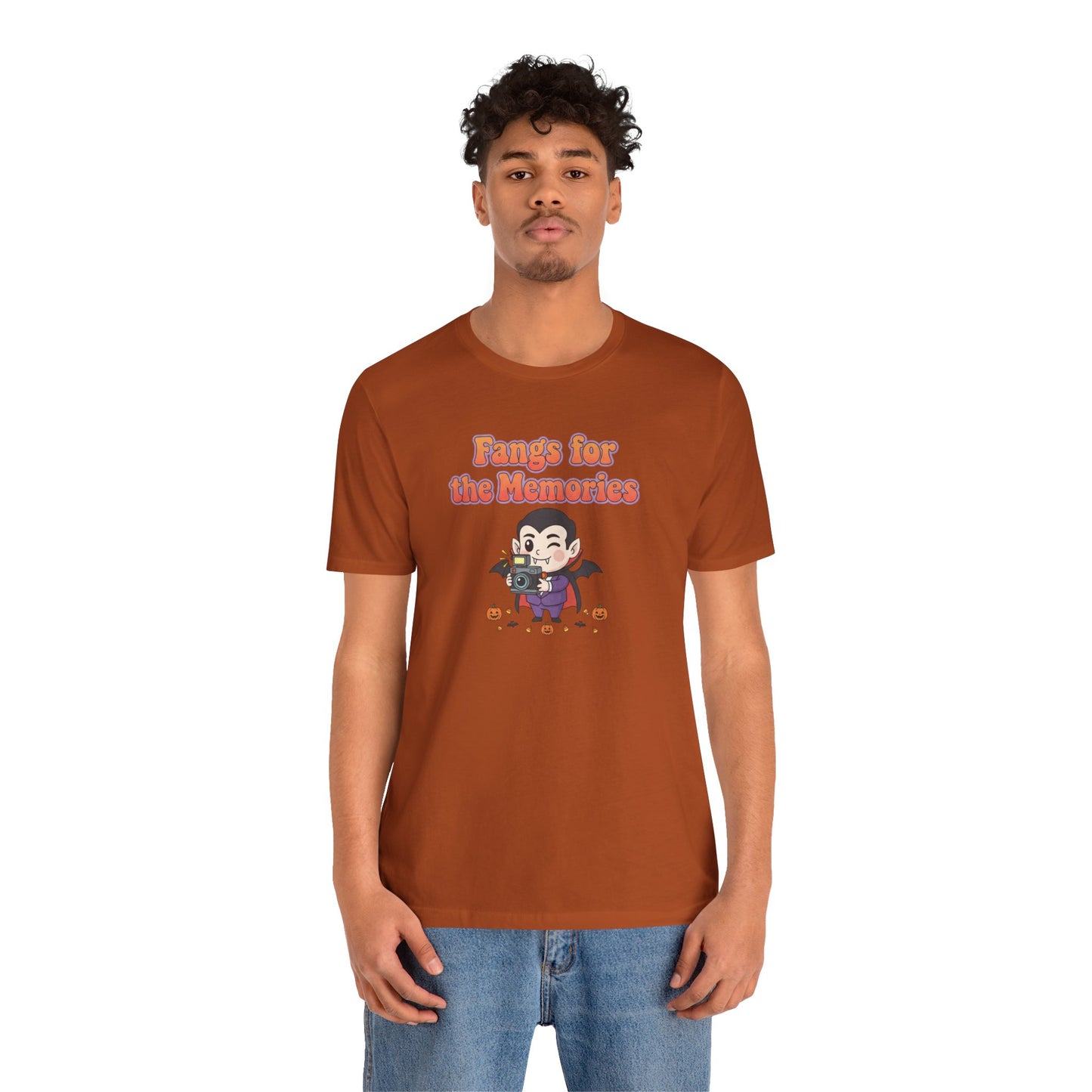 "Fangs for the Memories" Unisex Short Sleeve Shirt, Casual Halloween Outfit, Gift for Spooky Season, Halloween Shirt
