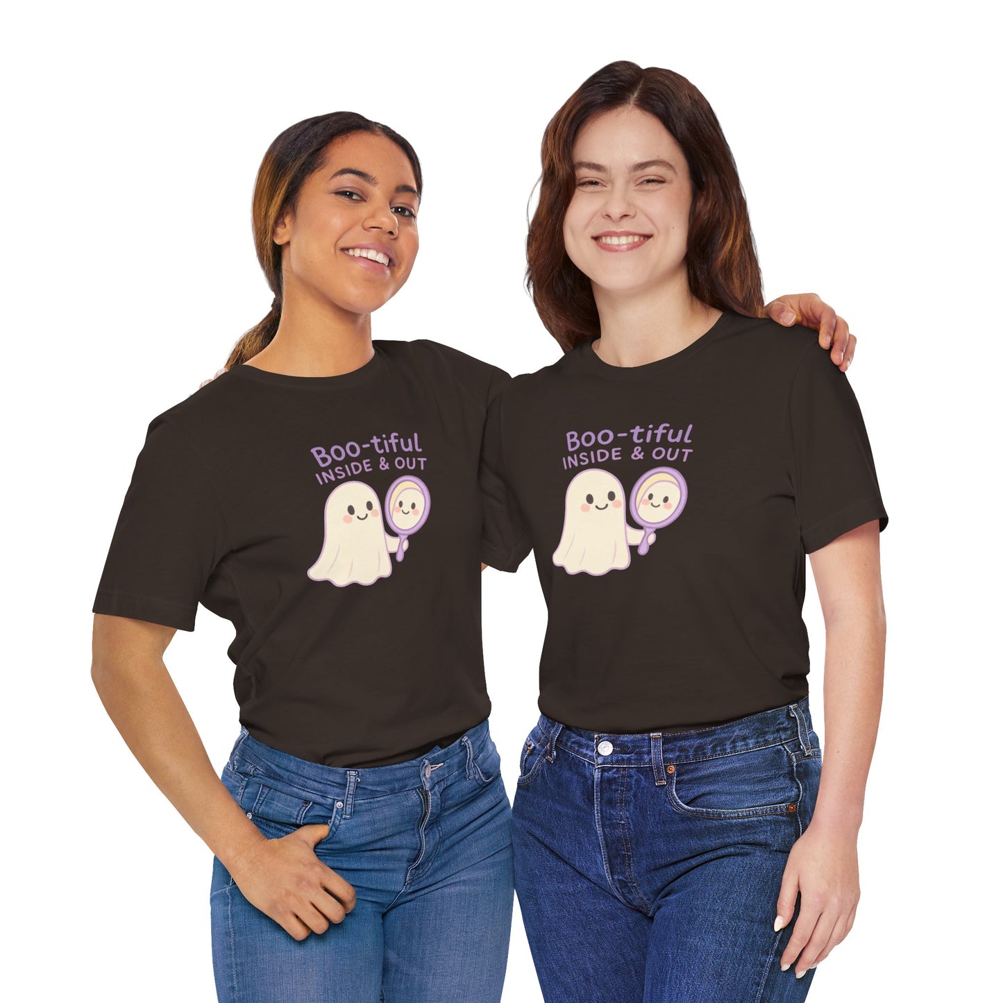 "Boo-tiful Inside Out" Ghost Tee, Cute Halloween Shirt, Unisex Short Sleeve T-Shirt, Fall Apparel, Spooky Vibes, Gift for Halloween Lovers