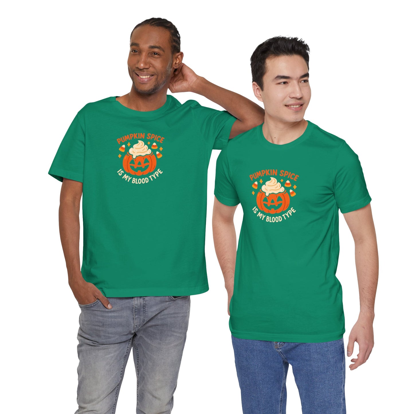 "Pumpkin Spice is My Blood Type" Short Sleeve Tee Fall Fashion, Halloween Shirt, Coffee Lover Gift, Autumn Wardrobe, Seasonal Tee
