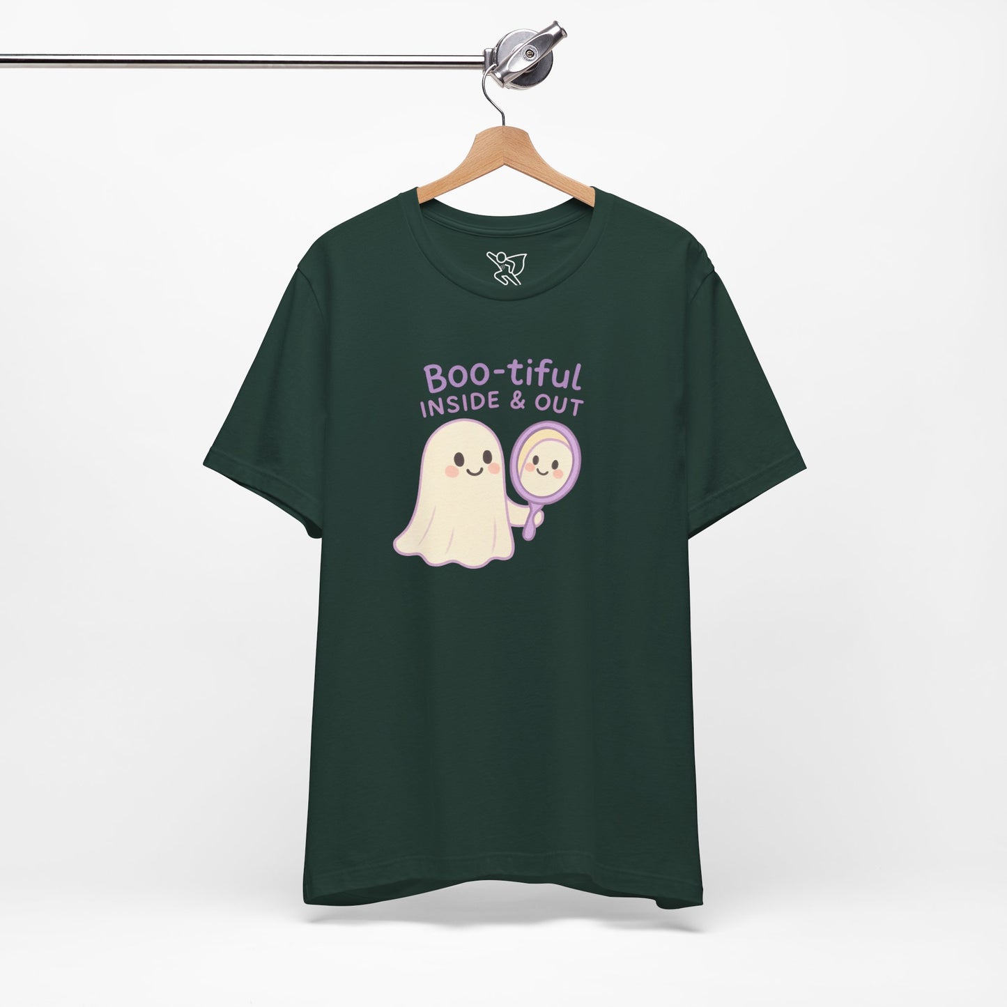 "Boo-tiful Inside Out" Ghost Tee, Cute Halloween Shirt, Unisex Short Sleeve T-Shirt, Fall Apparel, Spooky Vibes, Gift for Halloween Lovers