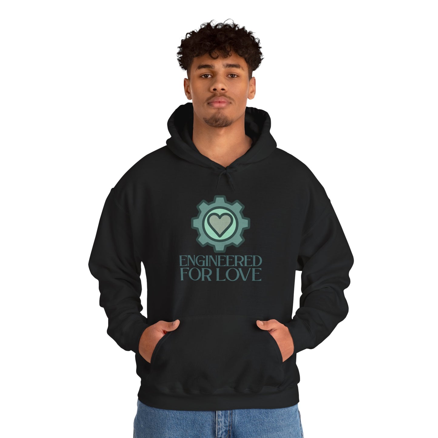 "Engineered for Love" Hoodie Cozy Unisex Sweatshirt, Perfect Gift for Engineers, Valentine's Day, Casual Wear, Birthday Present CW-1 Teal
