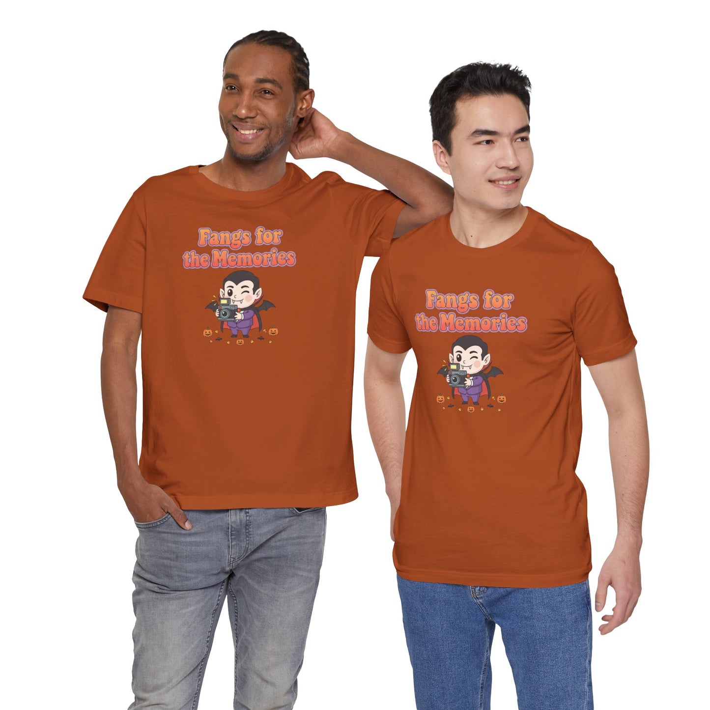 "Fangs for the Memories" Unisex Short Sleeve Shirt, Casual Halloween Outfit, Gift for Spooky Season, Halloween Shirt