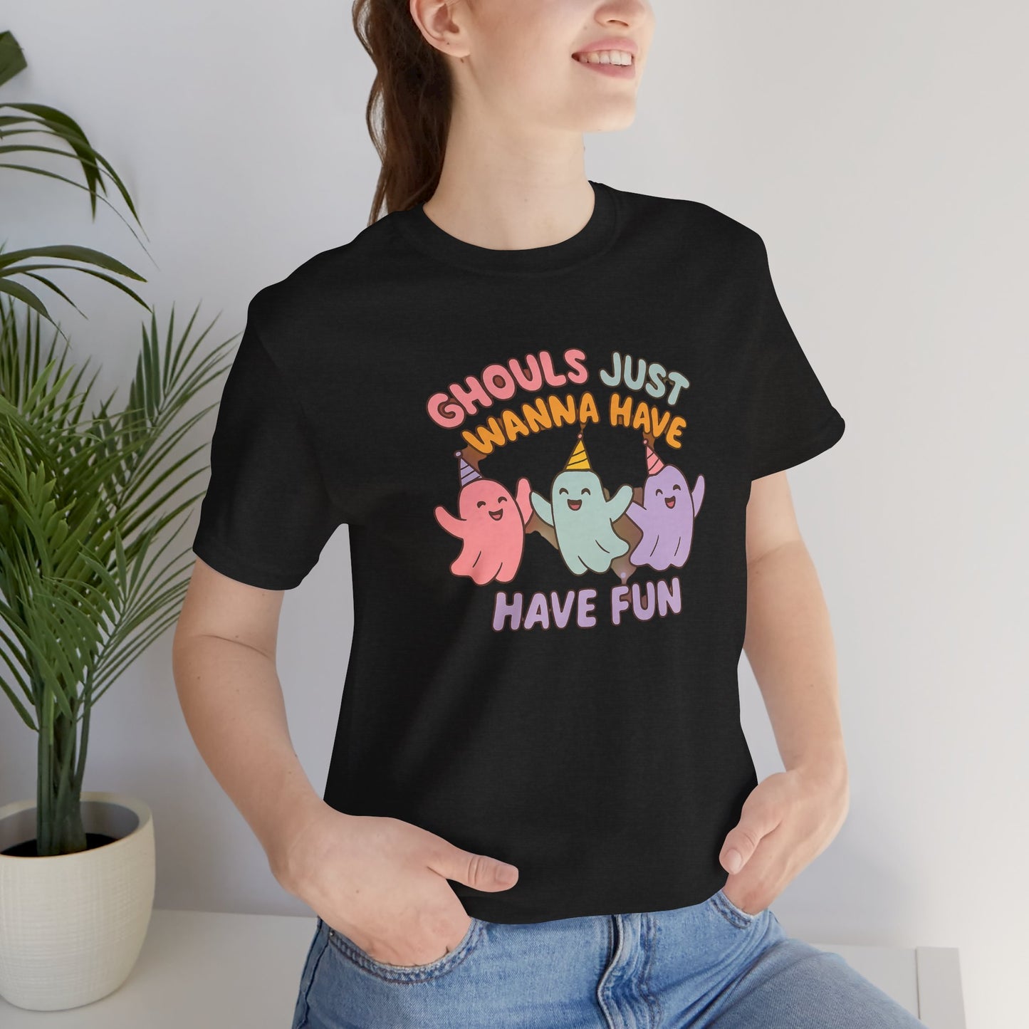 "Ghouls Just Wanna Have Fun" T-Shirt for Halloween, Unisex Graphic Shirt, Cute Ghosts Tee, Casual Wear, Gift for Friends