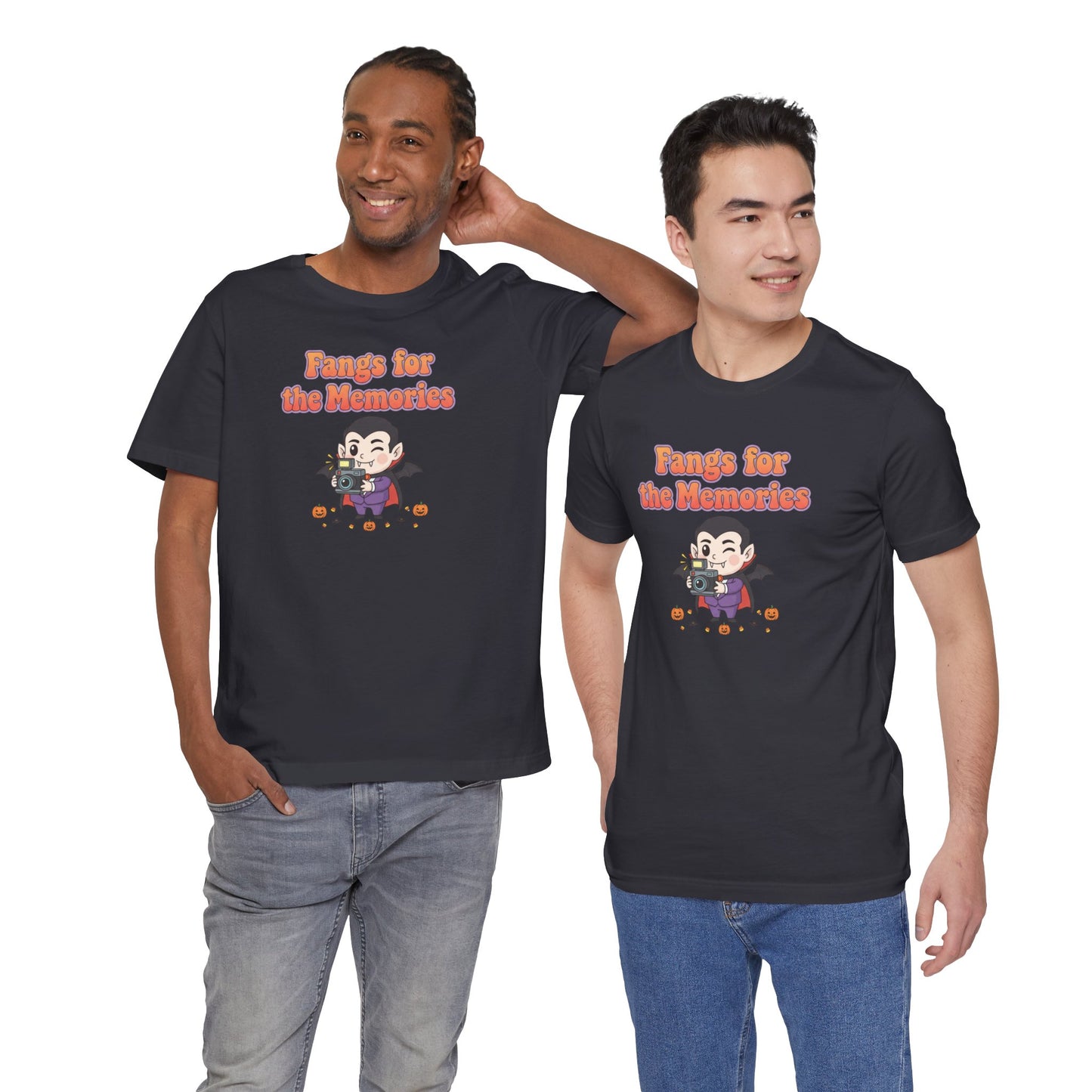 "Fangs for the Memories" Unisex Short Sleeve Shirt, Casual Halloween Outfit, Gift for Spooky Season, Halloween Shirt