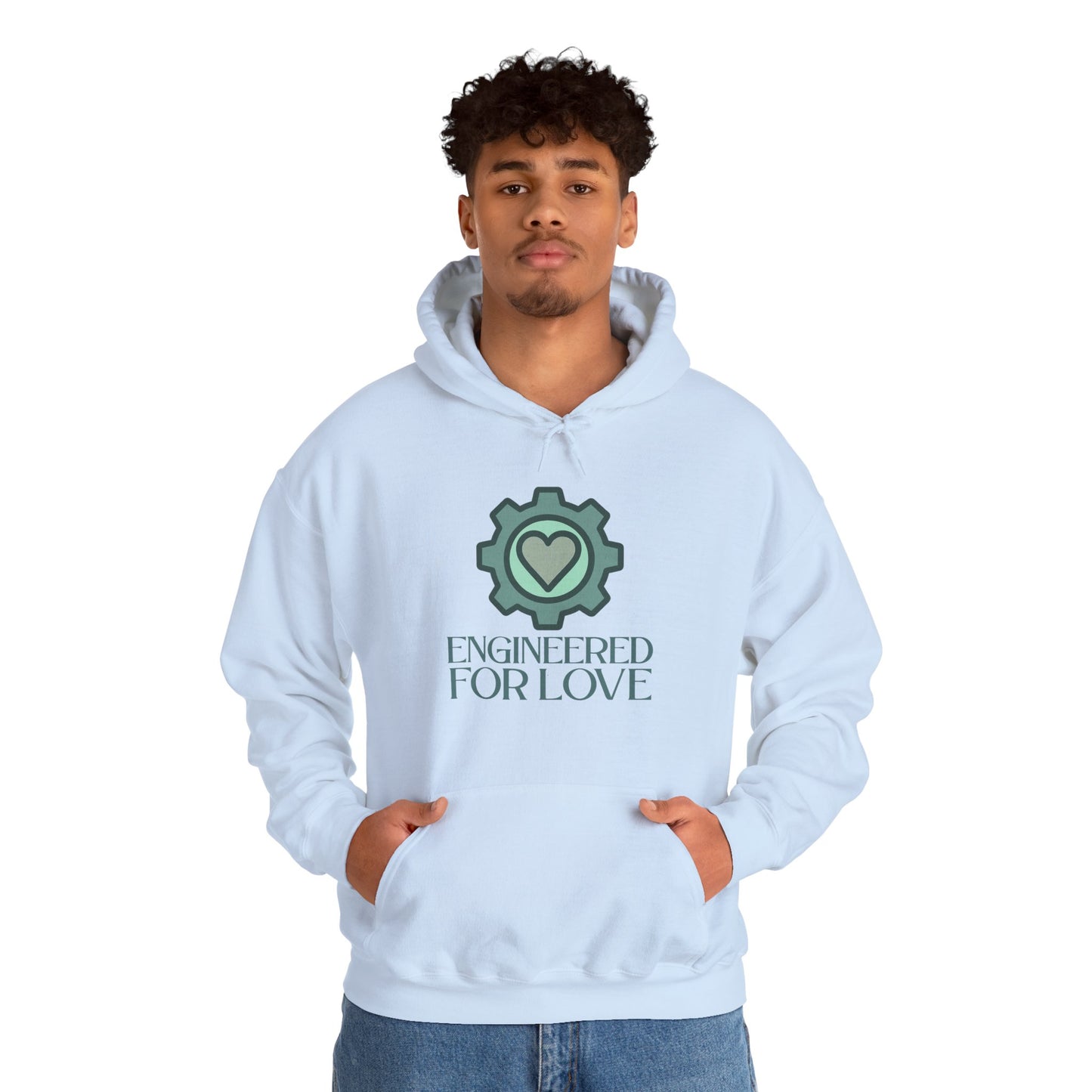 "Engineered for Love" Hoodie Cozy Unisex Sweatshirt, Perfect Gift for Engineers, Valentine's Day, Casual Wear, Birthday Present CW-1 Teal