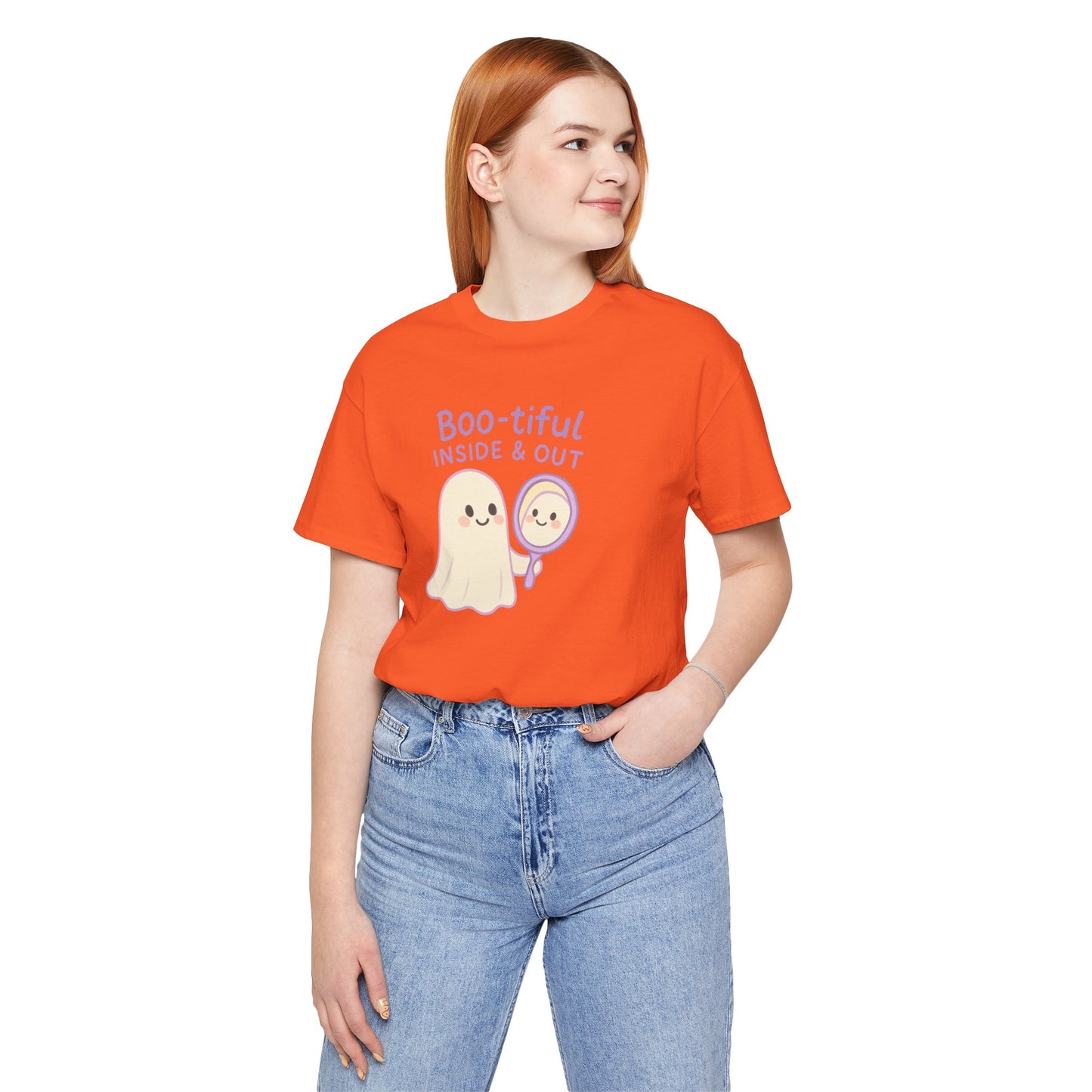 "Boo-tiful Inside Out" Ghost Tee, Cute Halloween Shirt, Unisex Short Sleeve T-Shirt, Fall Apparel, Spooky Vibes, Gift for Halloween Lovers