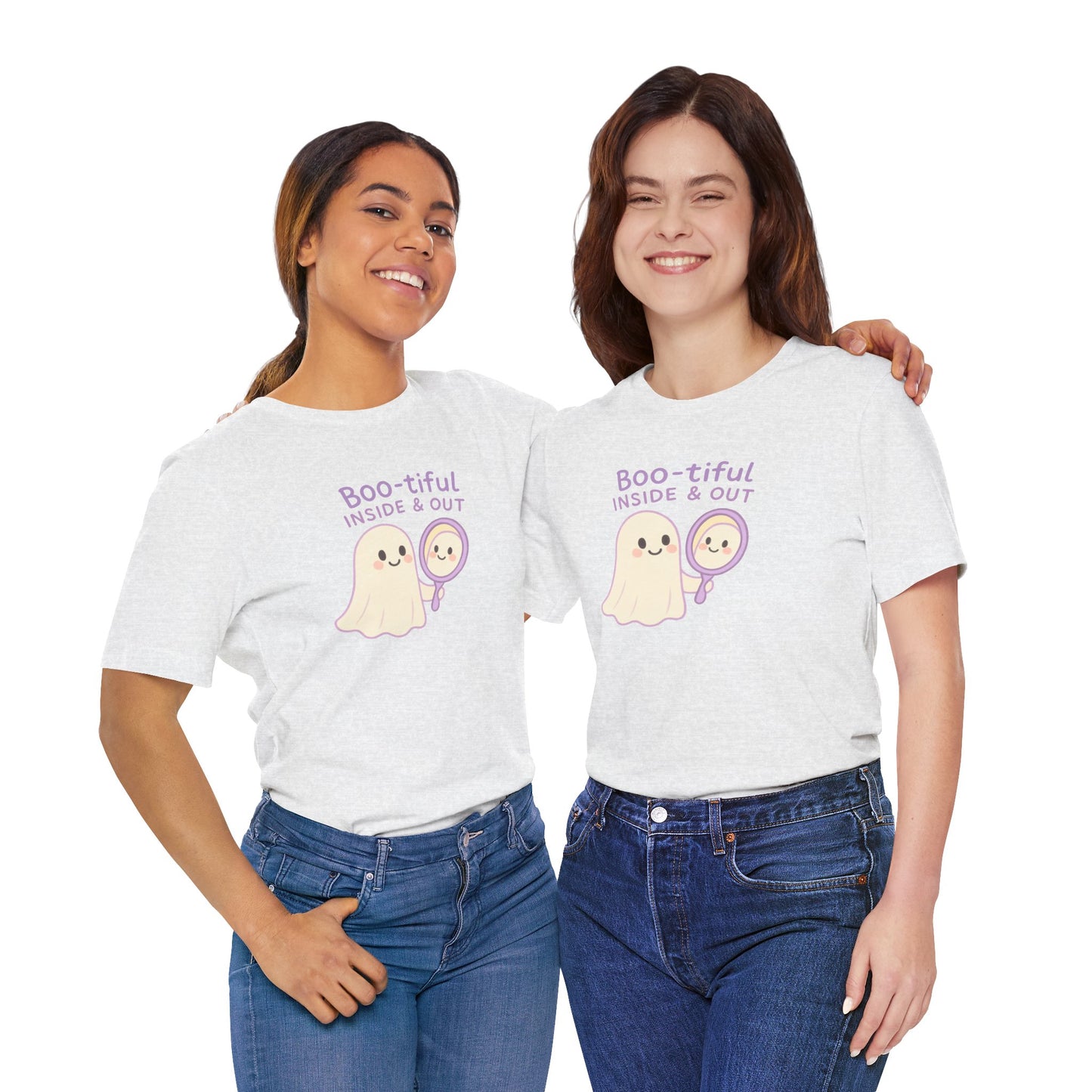 "Boo-tiful Inside Out" Ghost Tee, Cute Halloween Shirt, Unisex Short Sleeve T-Shirt, Fall Apparel, Spooky Vibes, Gift for Halloween Lovers