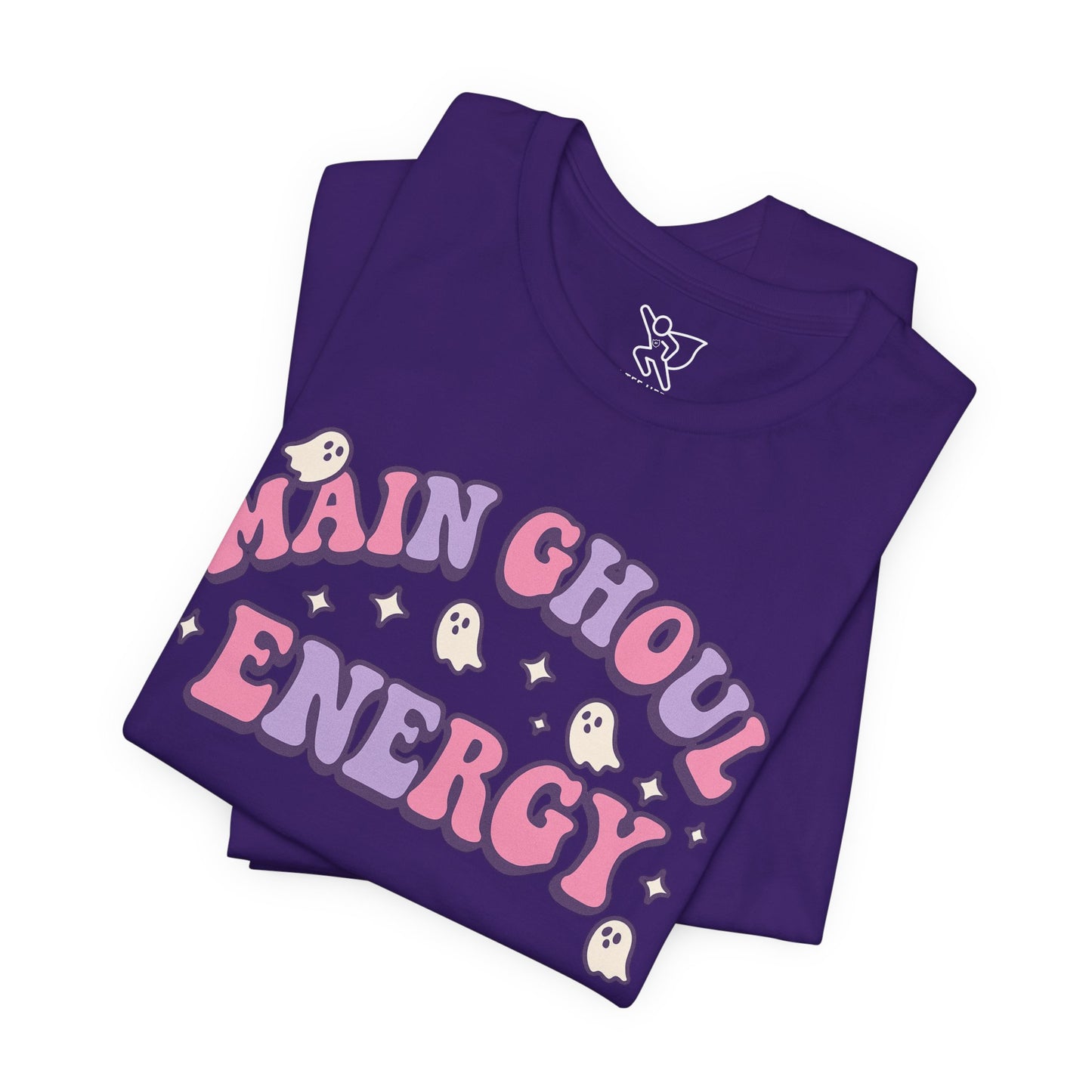 "Main Ghoul Energy" Unisex Short Sleeve T-Shirt, Halloween Party Shirt, Cute Graphic Tee, Gift for Ghost Lovers, Trendy Casual Wear