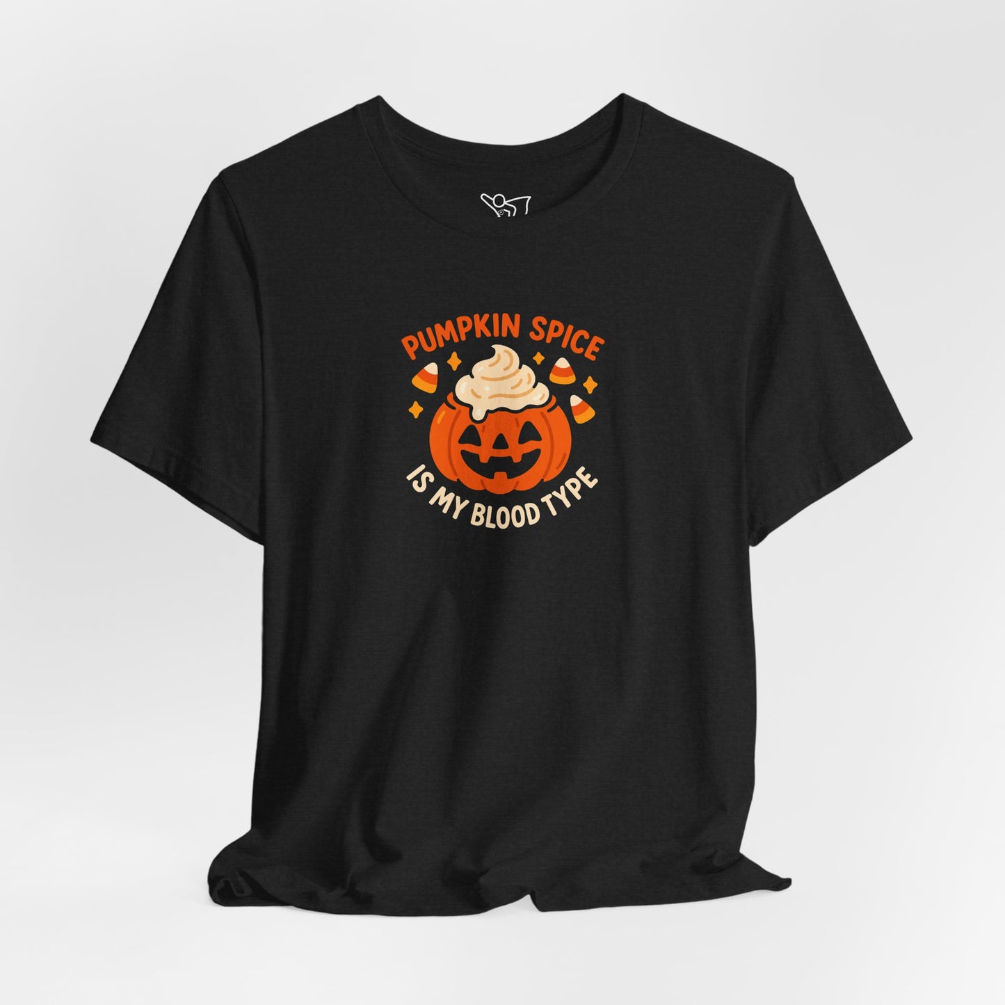 "Pumpkin Spice is My Blood Type" Short Sleeve Tee Fall Fashion, Halloween Shirt, Coffee Lover Gift, Autumn Wardrobe, Seasonal Tee