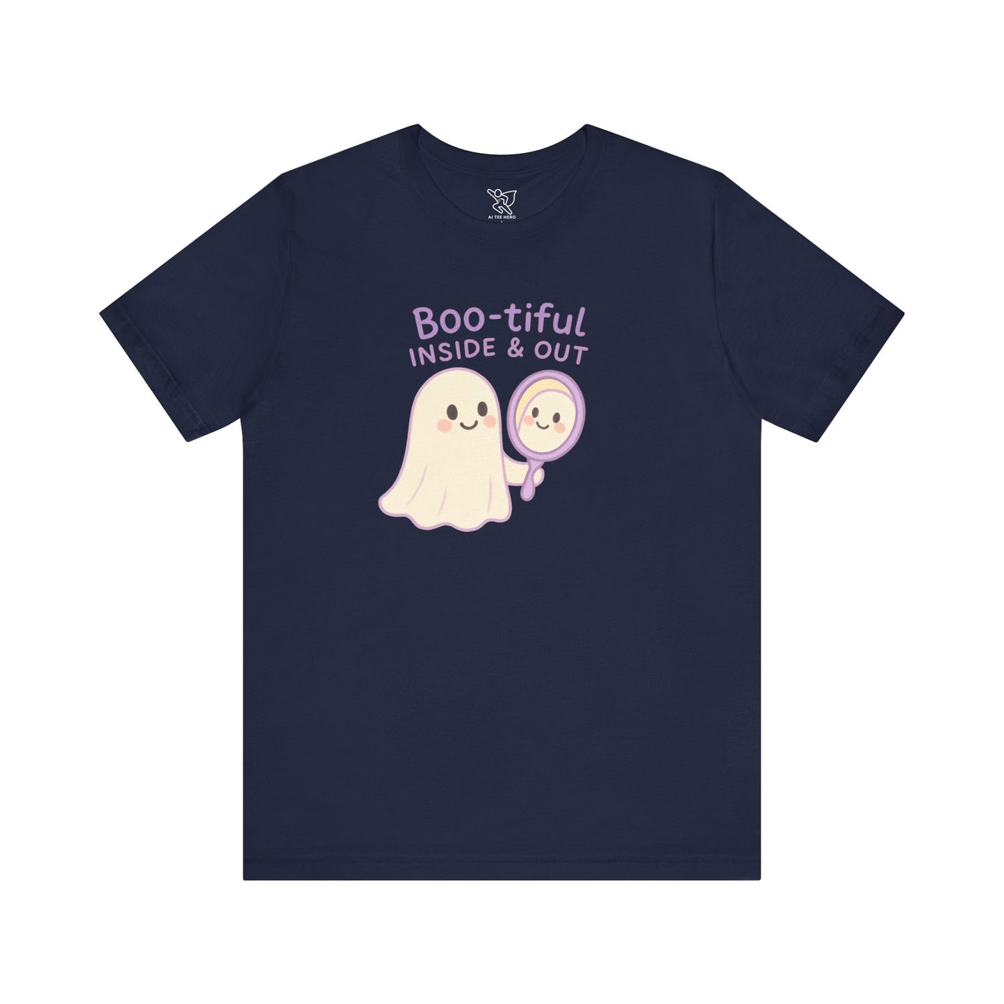 "Boo-tiful Inside Out" Ghost Tee, Cute Halloween Shirt, Unisex Short Sleeve T-Shirt, Fall Apparel, Spooky Vibes, Gift for Halloween Lovers