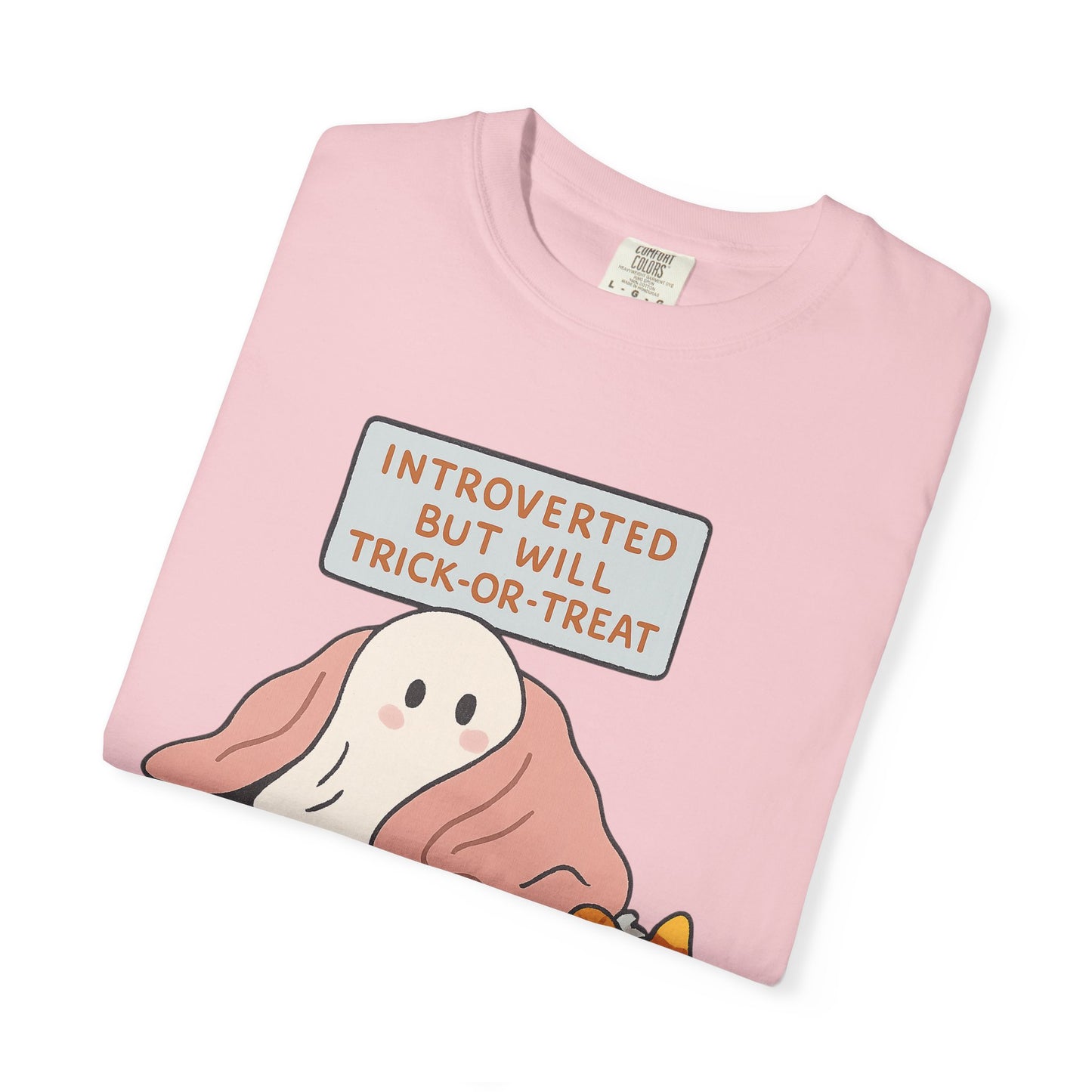 "Introverted But Will Trick or Treat" Unisex Halloween Tee, Funny Trick-or-Treat Shirt, Spooky Season Apparel, Gift for Introverts