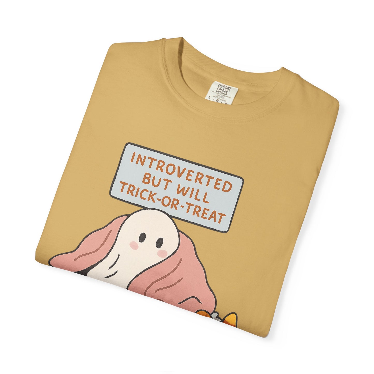 "Introverted But Will Trick or Treat" Unisex Halloween Tee, Funny Trick-or-Treat Shirt, Spooky Season Apparel, Gift for Introverts