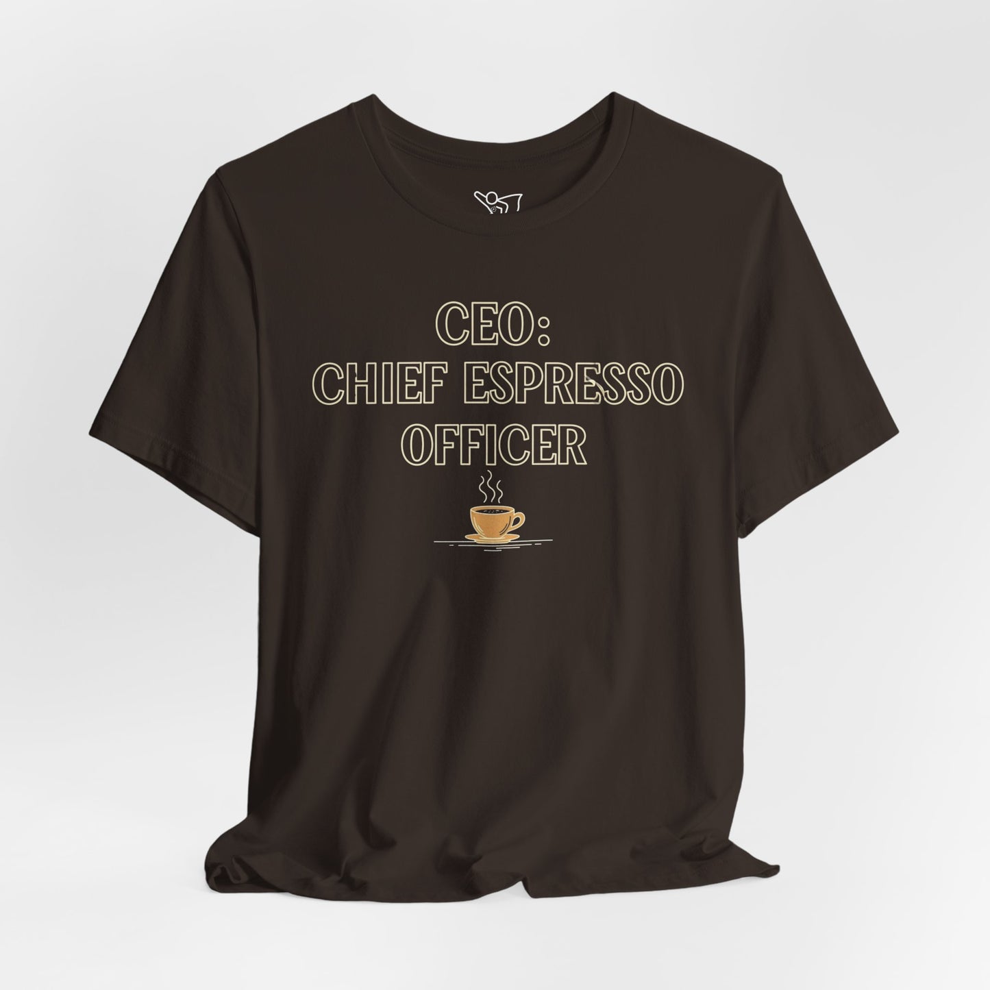 "CEO: Chief Espresso Officer" CW-1 Unisex Jersey T-Shirt for Baristas, Funny Coffee Shirt for Gifts, Perfect for Birthdays, Coffee Shop Outfits
