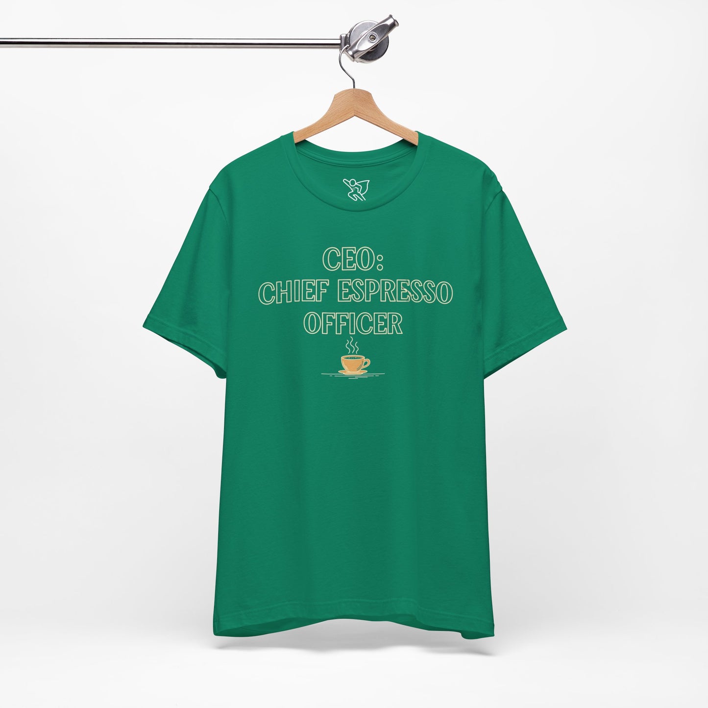 "CEO: Chief Espresso Officer" CW-1 Unisex Jersey T-Shirt for Baristas, Funny Coffee Shirt for Gifts, Perfect for Birthdays, Coffee Shop Outfits