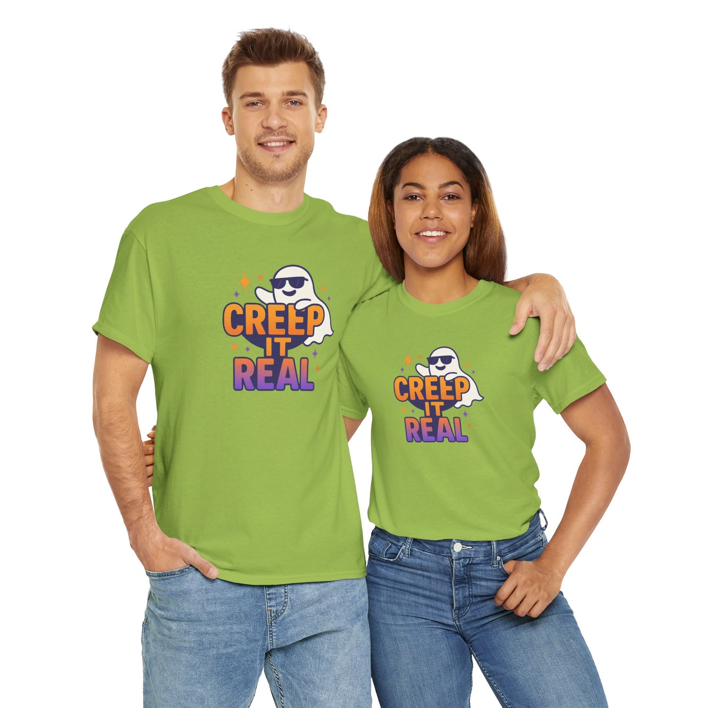 "Creep It Real" Halloween Humor Unisex Graphic Shirt, Ghost Lover Gift, Spooky Season Apparel, Funny Halloween T-Shirt