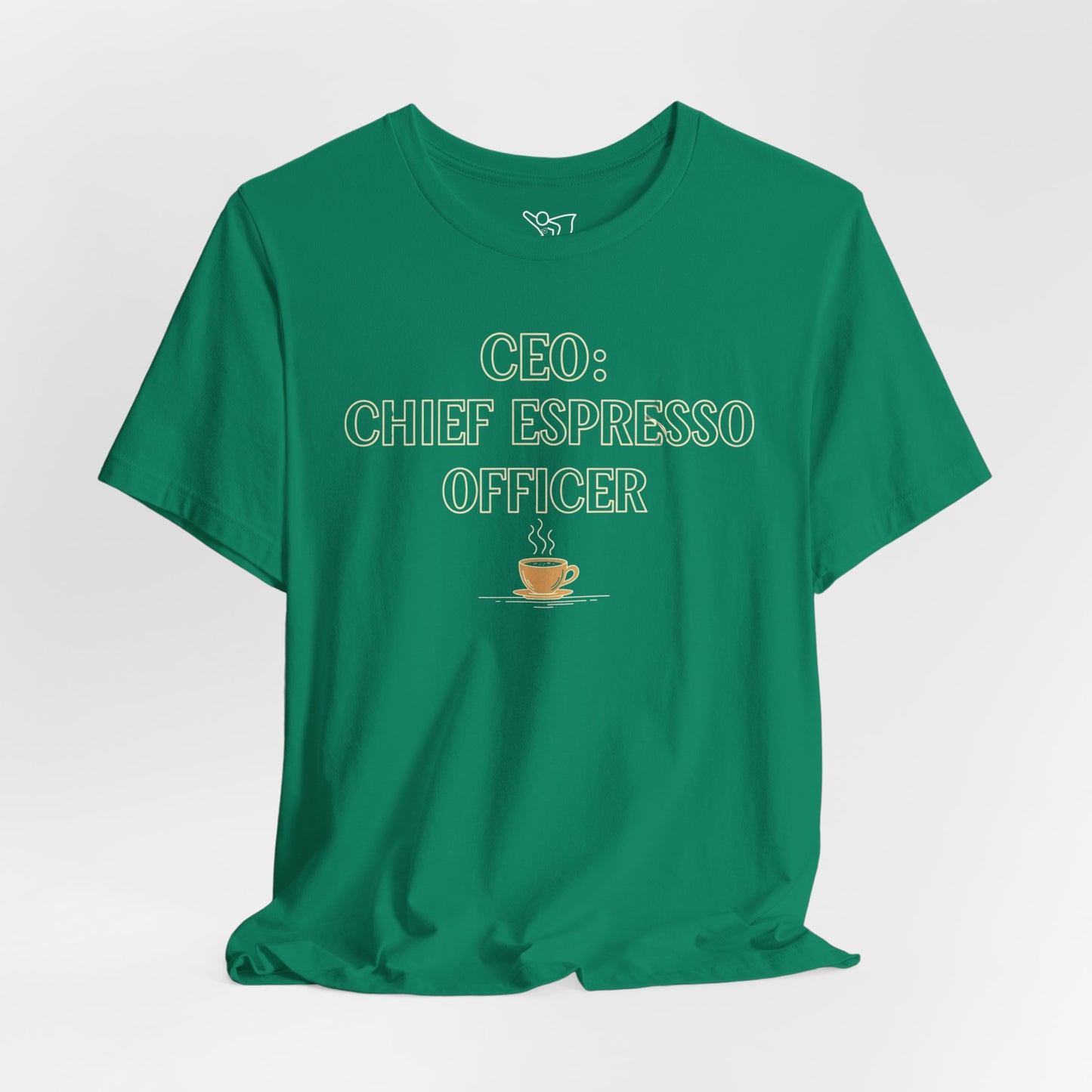 "CEO: Chief Espresso Officer" CW-1 Unisex Jersey T-Shirt for Baristas, Funny Coffee Shirt for Gifts, Perfect for Birthdays, Coffee Shop Outfits
