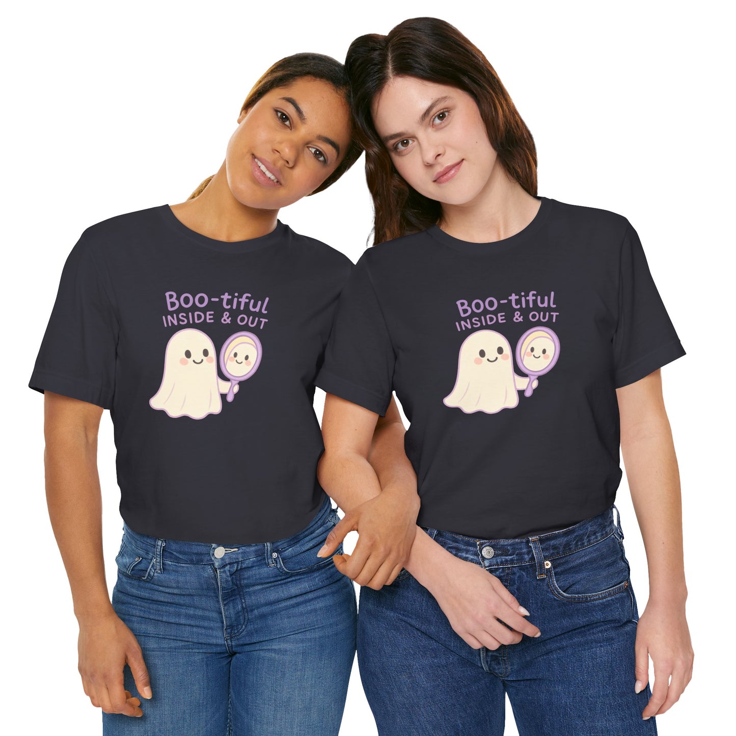 "Boo-tiful Inside Out" Ghost Tee, Cute Halloween Shirt, Unisex Short Sleeve T-Shirt, Fall Apparel, Spooky Vibes, Gift for Halloween Lovers