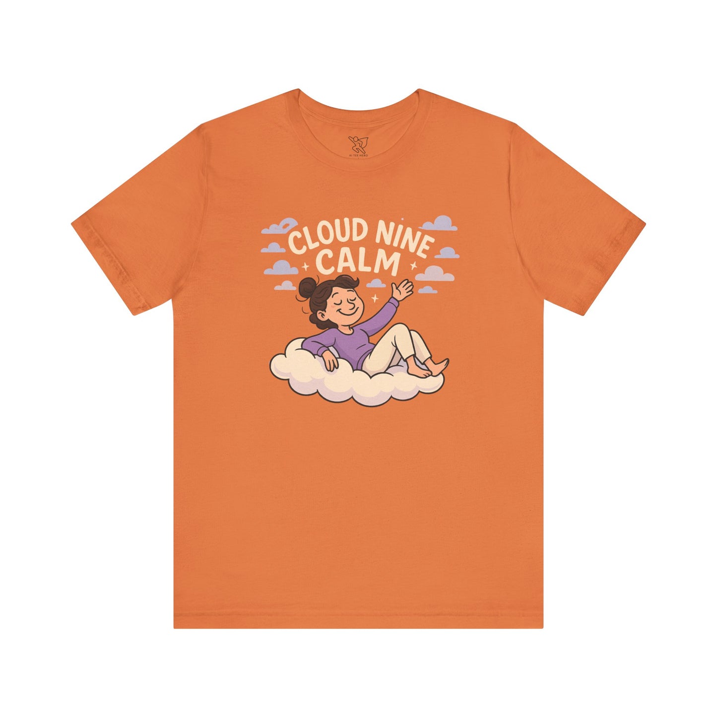 "Cloud Nine Calm" Relaxed Unisex Jersey Short Sleeve T-Shirt, Gift for Mindfulness, Cozy Fashion, Casual Wear, Relaxation Outfit CW-2 Lilac