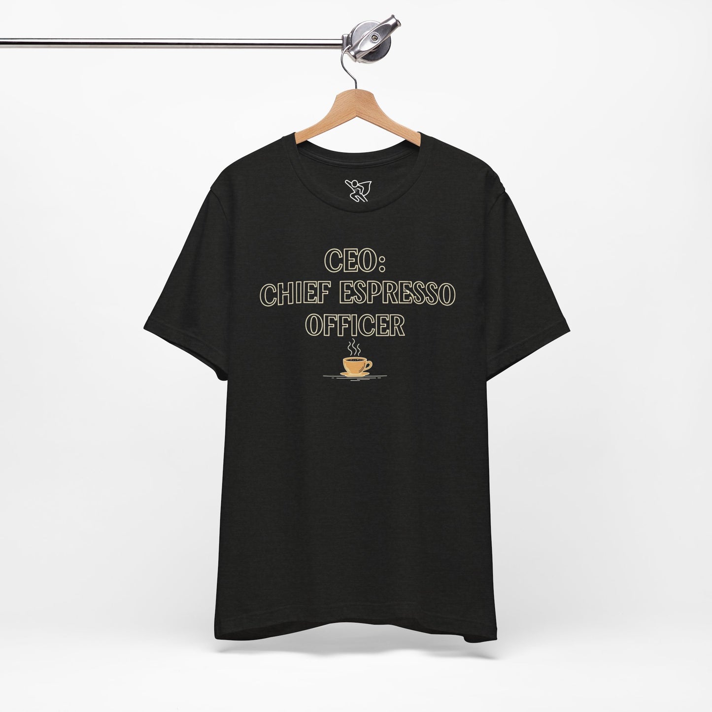 "CEO: Chief Espresso Officer" CW-1 Unisex Jersey T-Shirt for Baristas, Funny Coffee Shirt for Gifts, Perfect for Birthdays, Coffee Shop Outfits