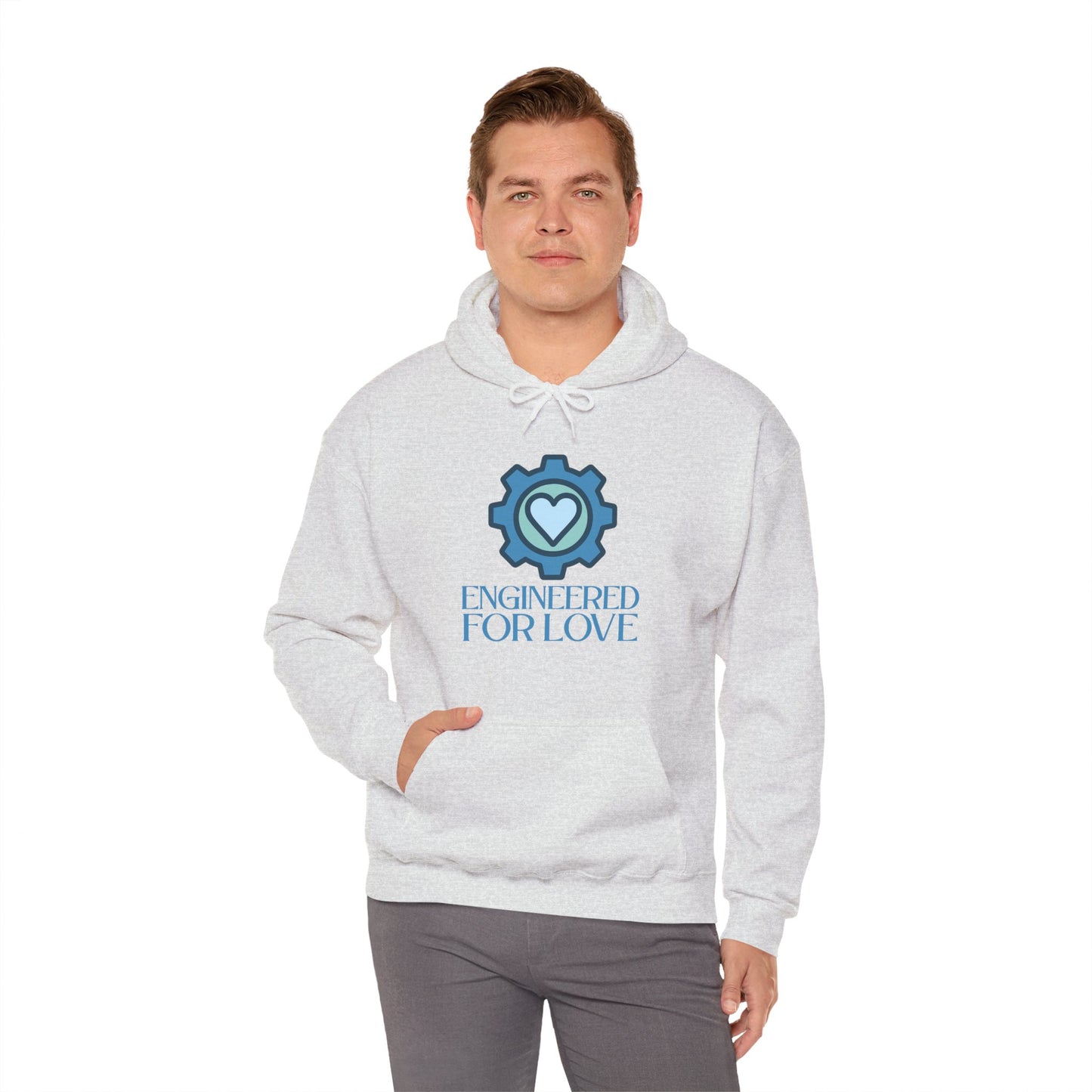 "Engineered for Love" Hoodie Cozy Unisex Sweatshirt, Perfect Gift for Engineers, Valentine's Day, Casual Wear, Birthday Present CW-2 Blue