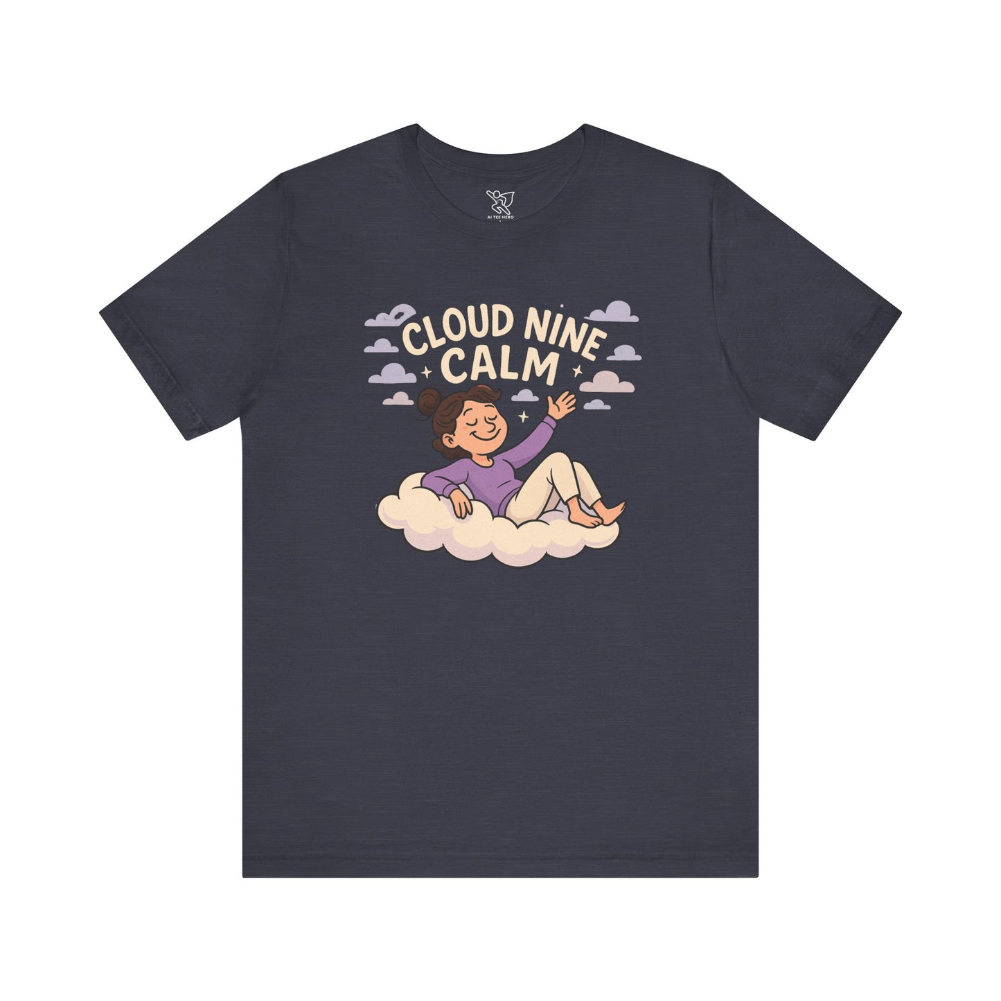 "Cloud Nine Calm" Relaxed Unisex Jersey Short Sleeve T-Shirt, Gift for Mindfulness, Cozy Fashion, Casual Wear, Relaxation Outfit CW-2 Lilac