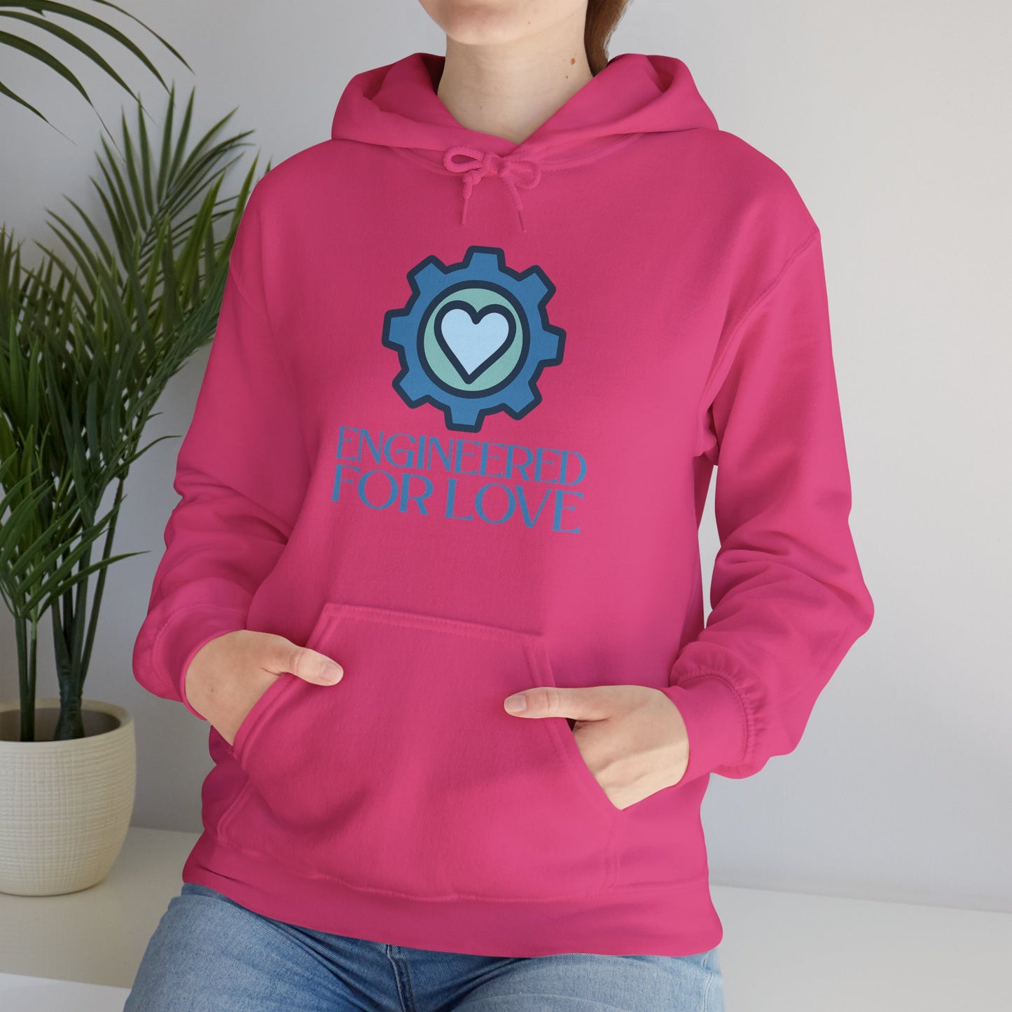 "Engineered for Love" Hoodie Cozy Unisex Sweatshirt, Perfect Gift for Engineers, Valentine's Day, Casual Wear, Birthday Present CW-2 Blue
