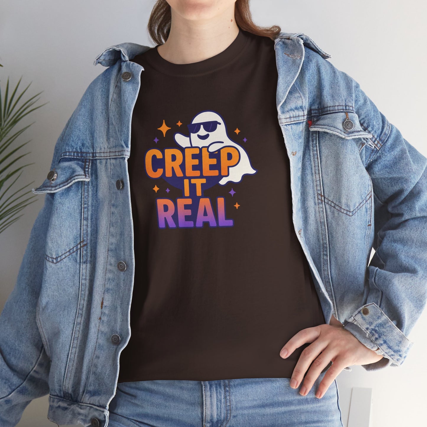"Creep It Real" Halloween Humor Unisex Graphic Shirt, Ghost Lover Gift, Spooky Season Apparel, Funny Halloween T-Shirt